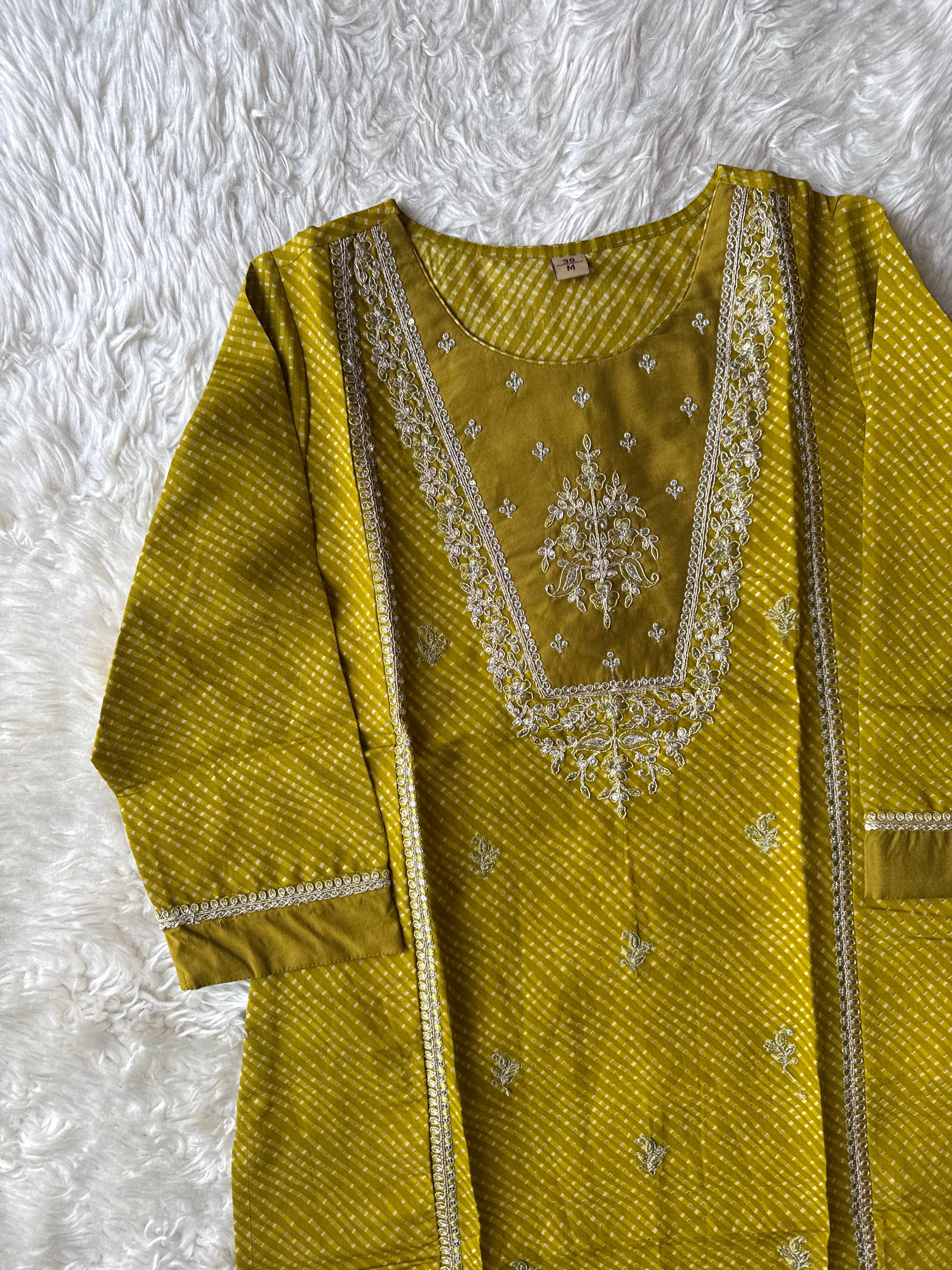 Pure Muslin Silk Kurti Pant Dupatta Set