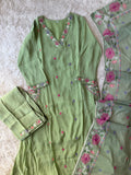 Mul Chanderi Kurti Pant Dupatta Set