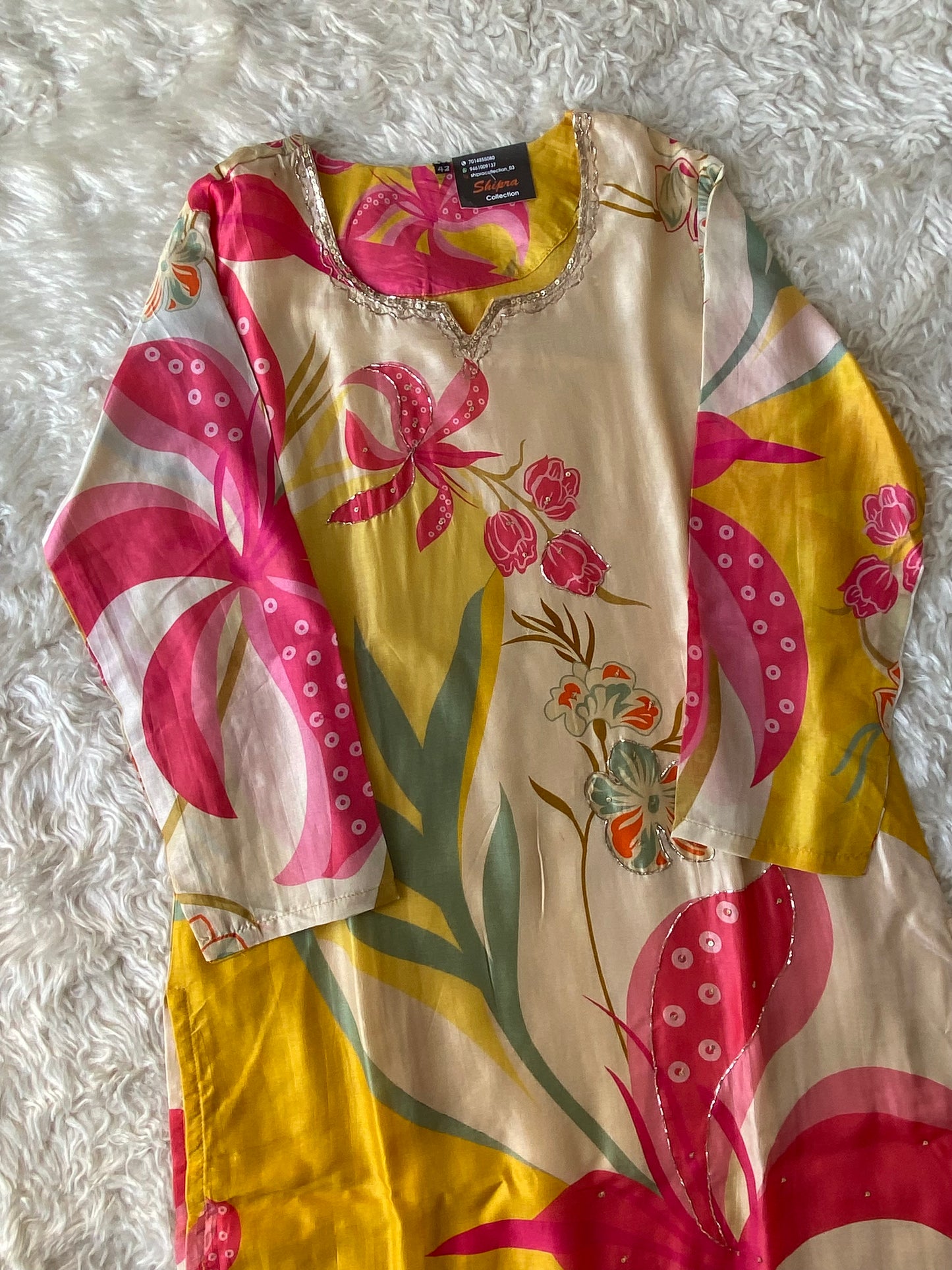 Pure Silk Kurti Pant Dupatta Set