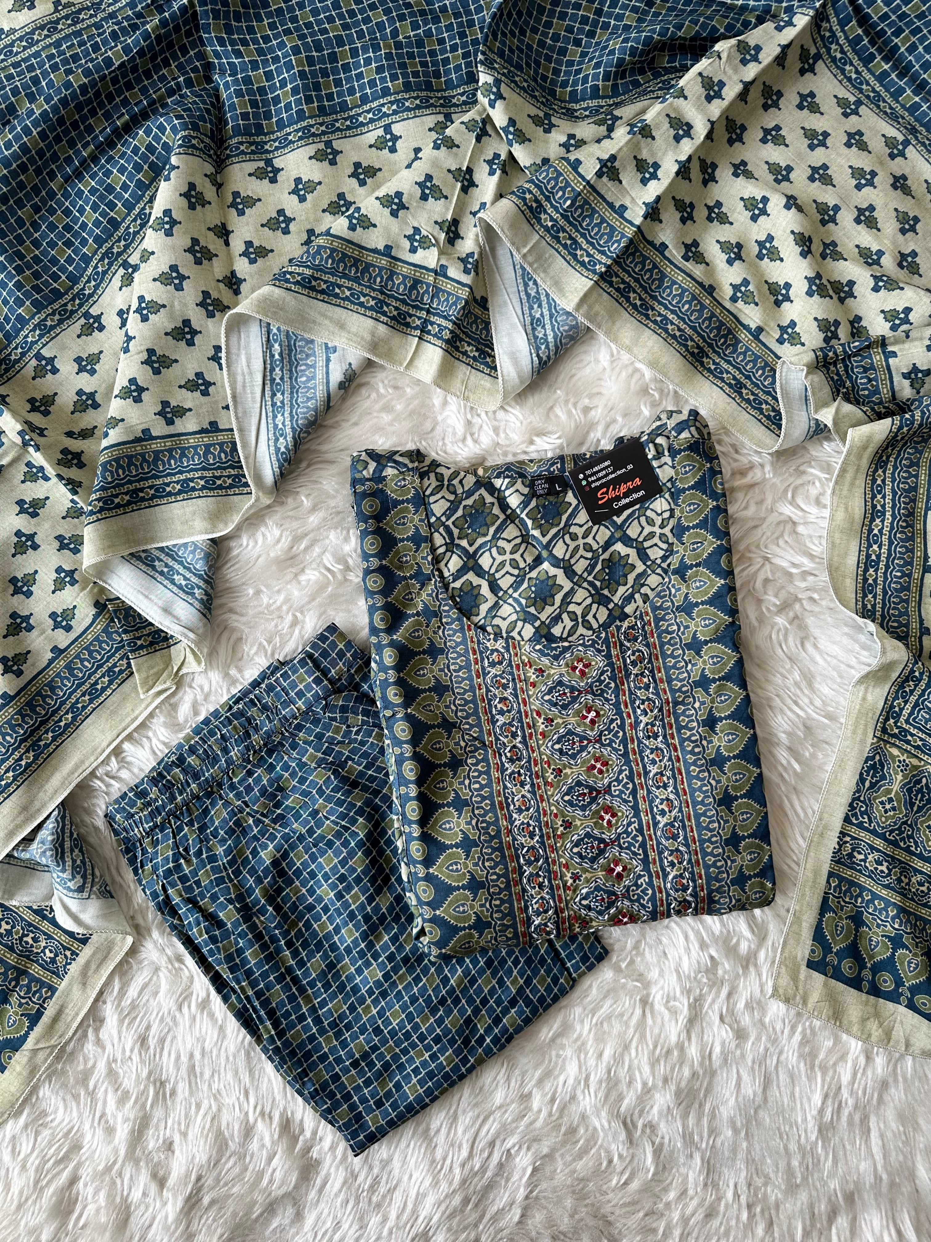Crepe Silk Kurti Pant Dupatta Set
