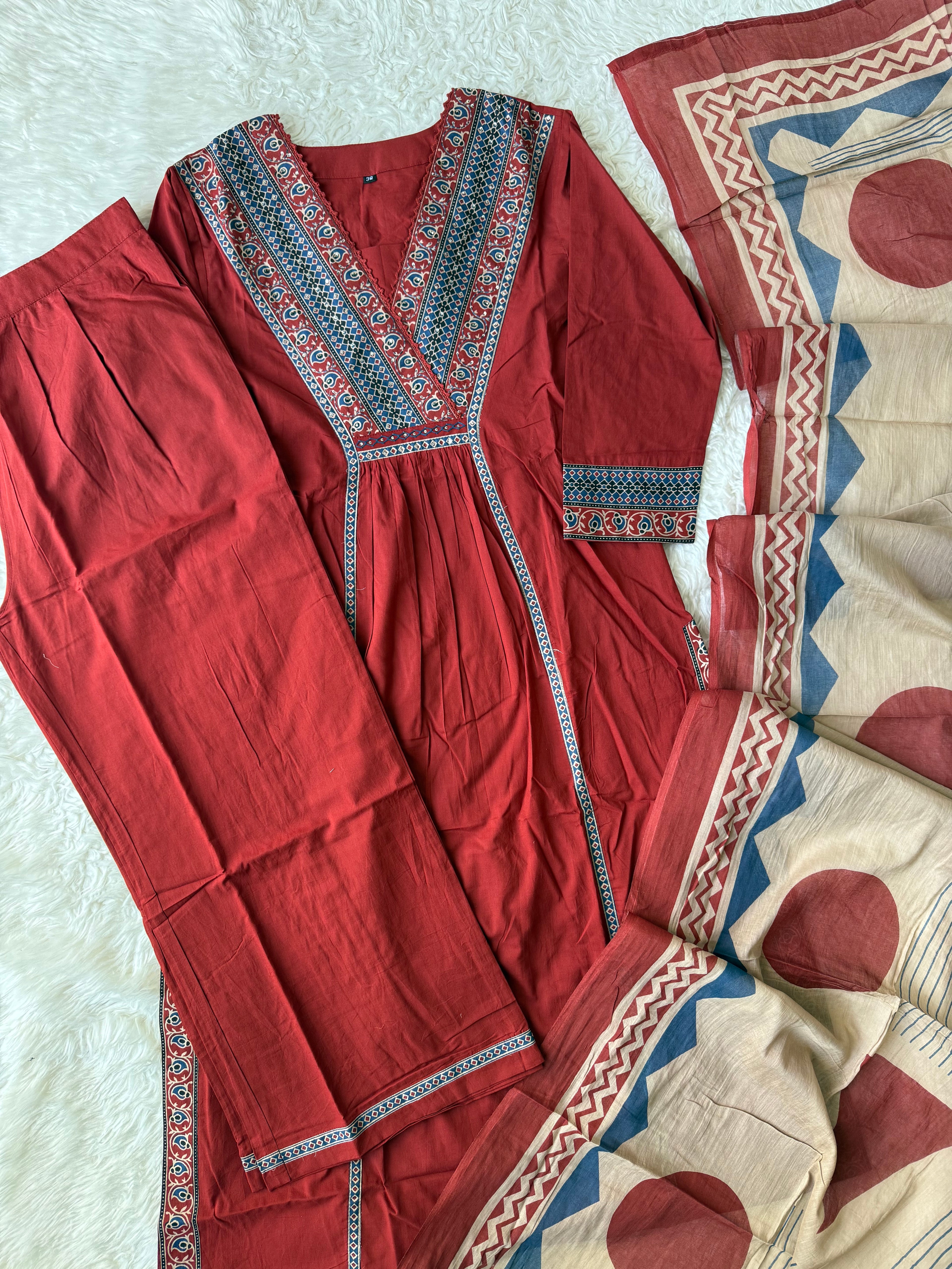 Premium Cotton Kurti Pant Dupatta Set