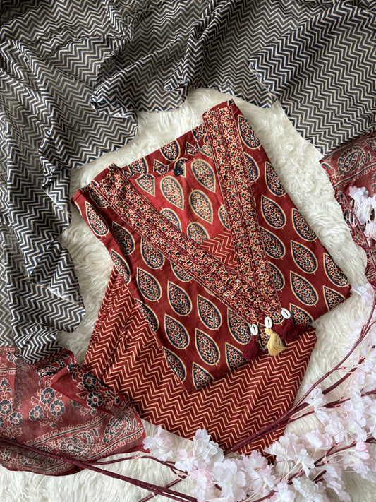 Pure Cotton Kurti Pant Dupatta Set