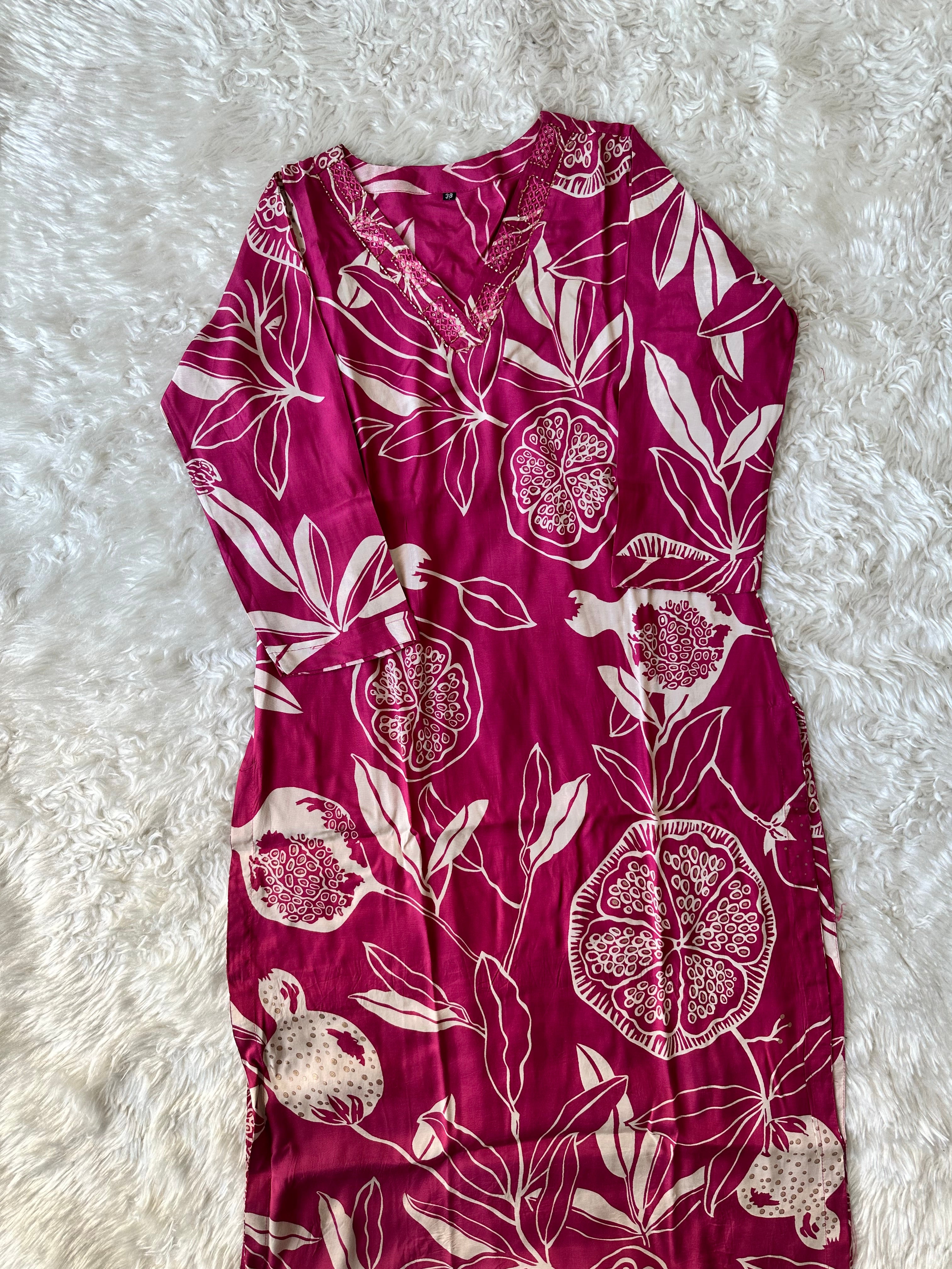 Crepe Silk Kurti Pant Set