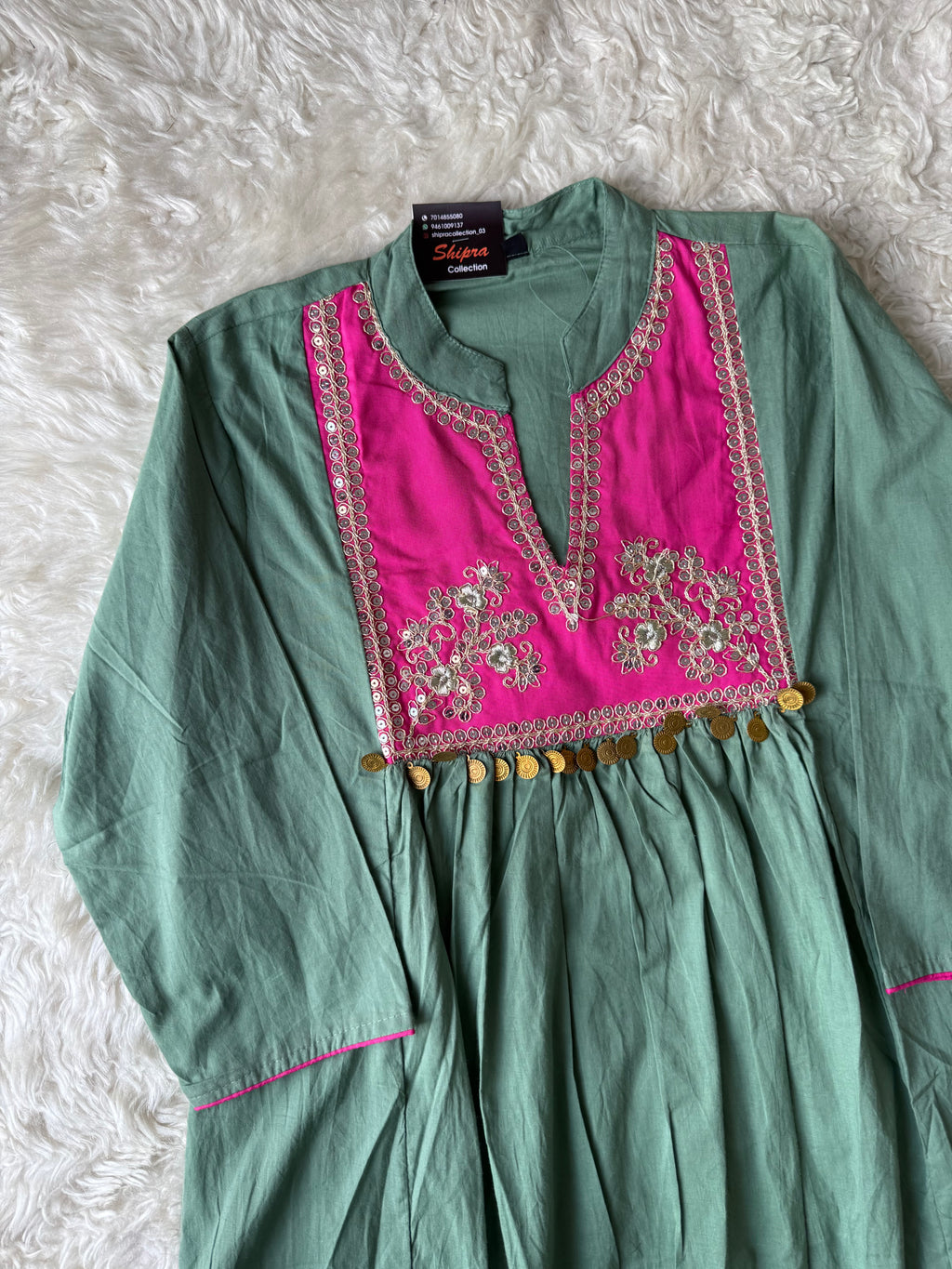 Cotton Thread Work Kurti Pant Set