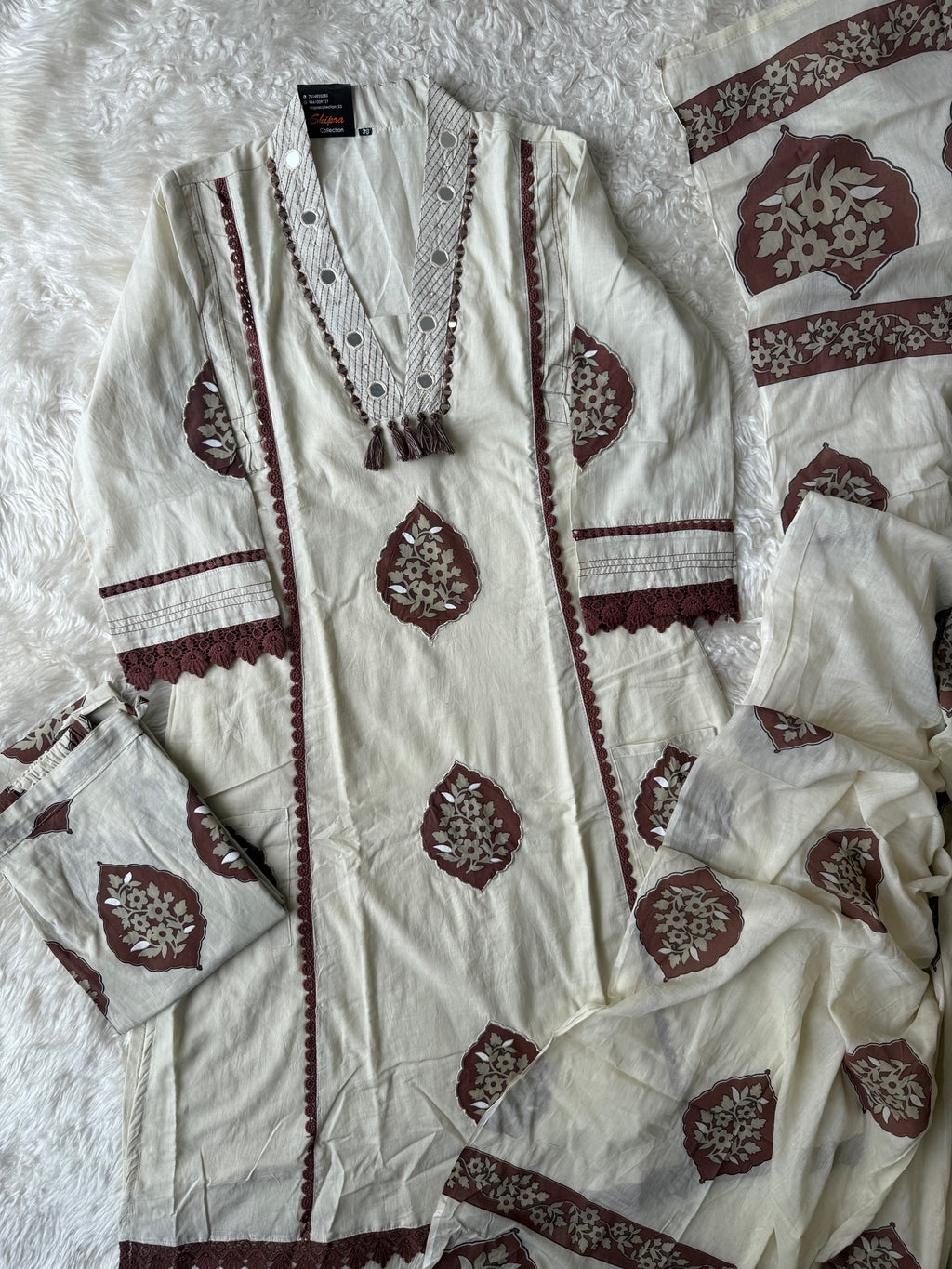 Premium Cotton Aline Kurti Plazo Dupatta Set