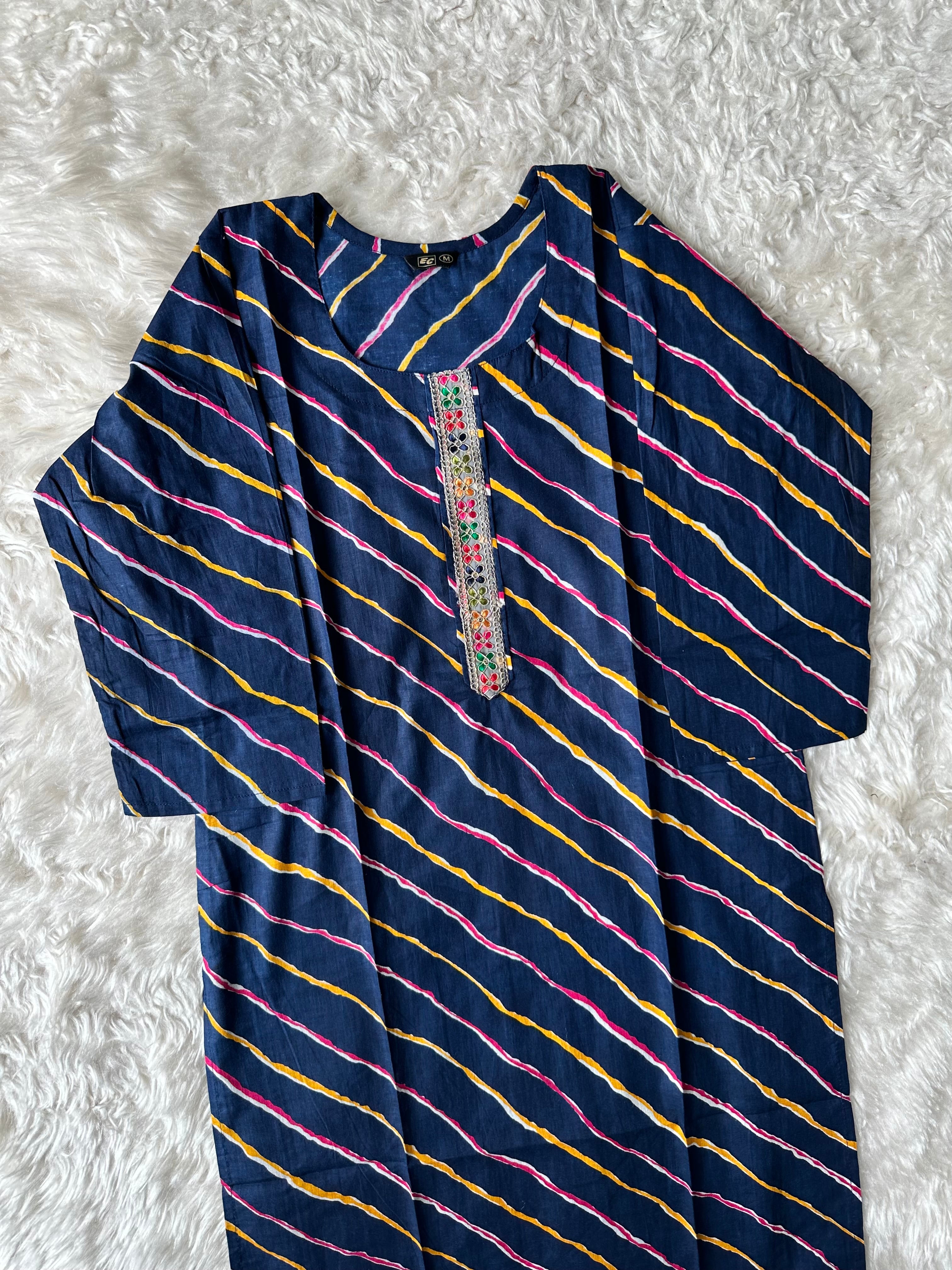 Cotton Lehariya Kurti