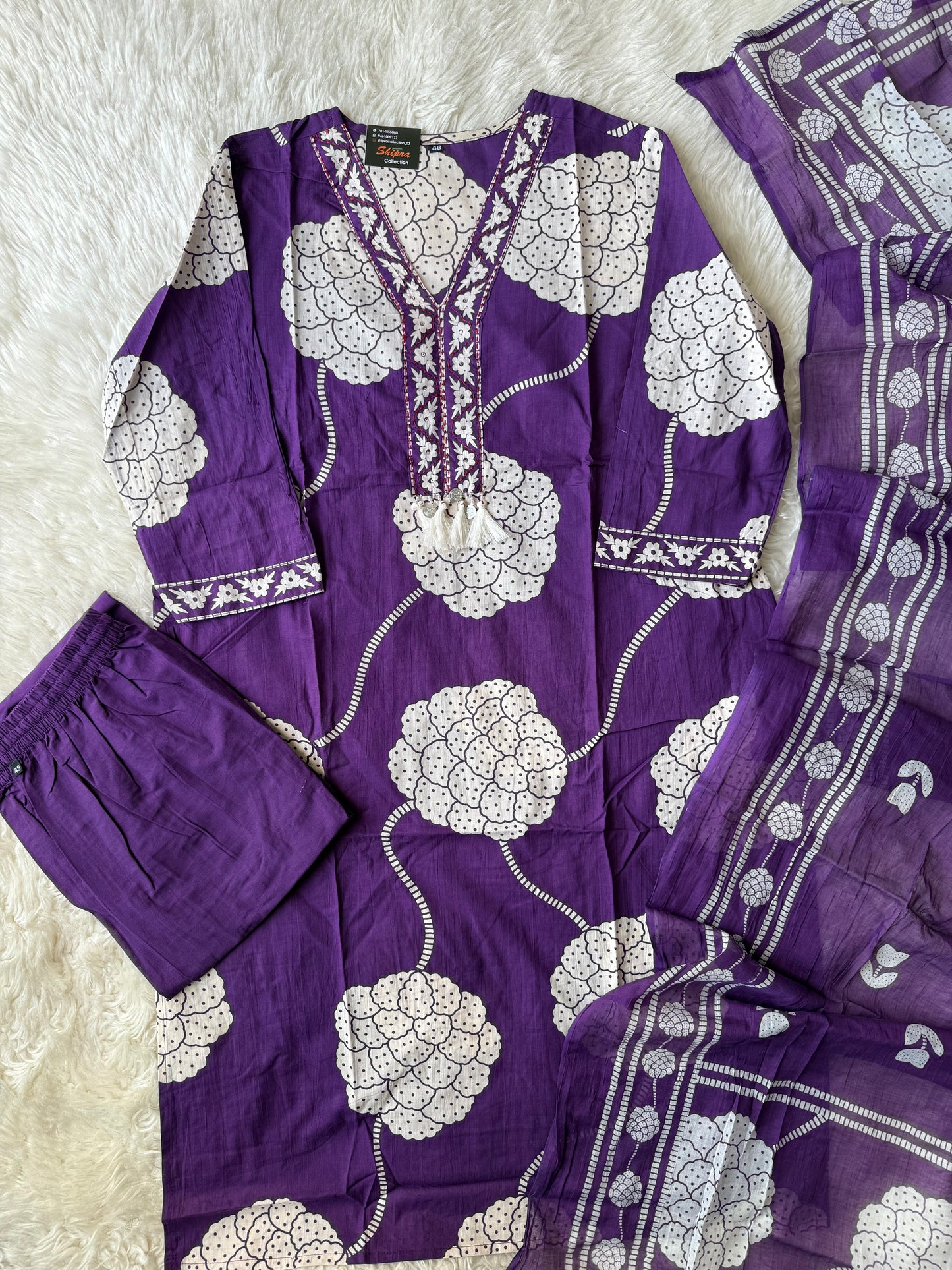 Pure Cotton Kurti Pant Dupatta Set