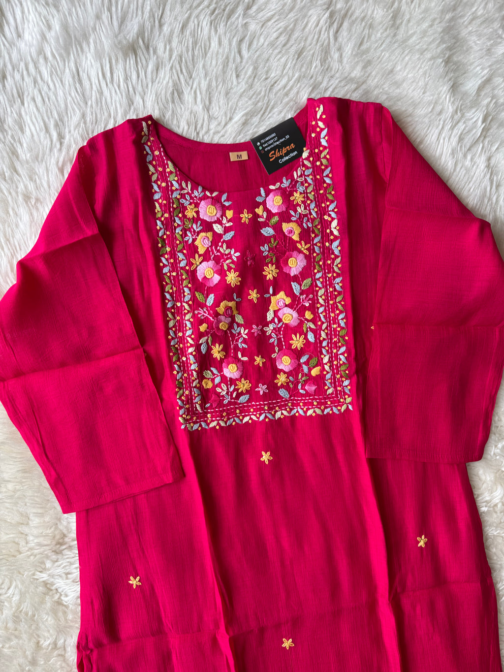 Mul Chanderi Kurti Pant Dupatta Set