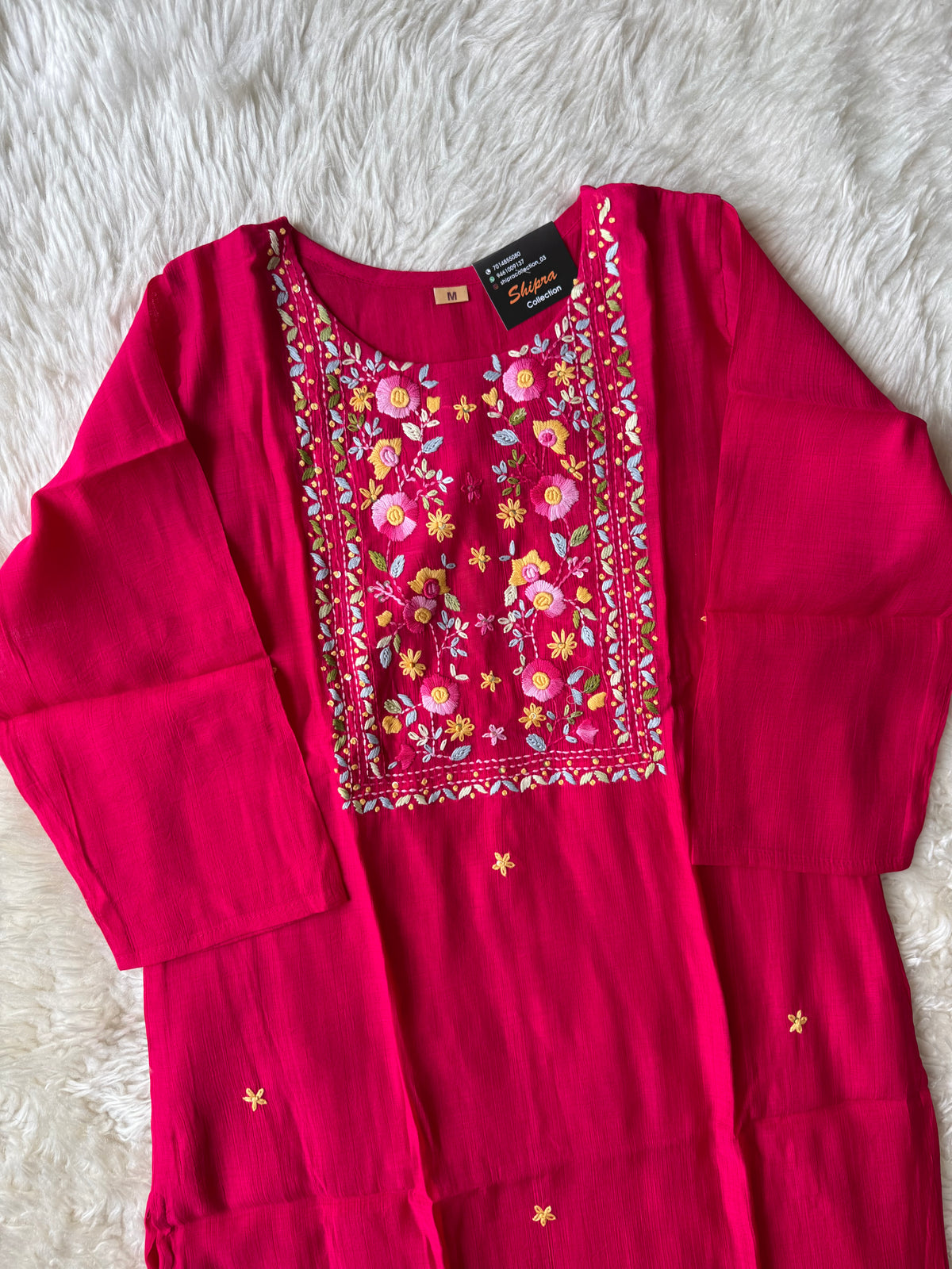 Mul Chanderi Kurti Pant Dupatta Set
