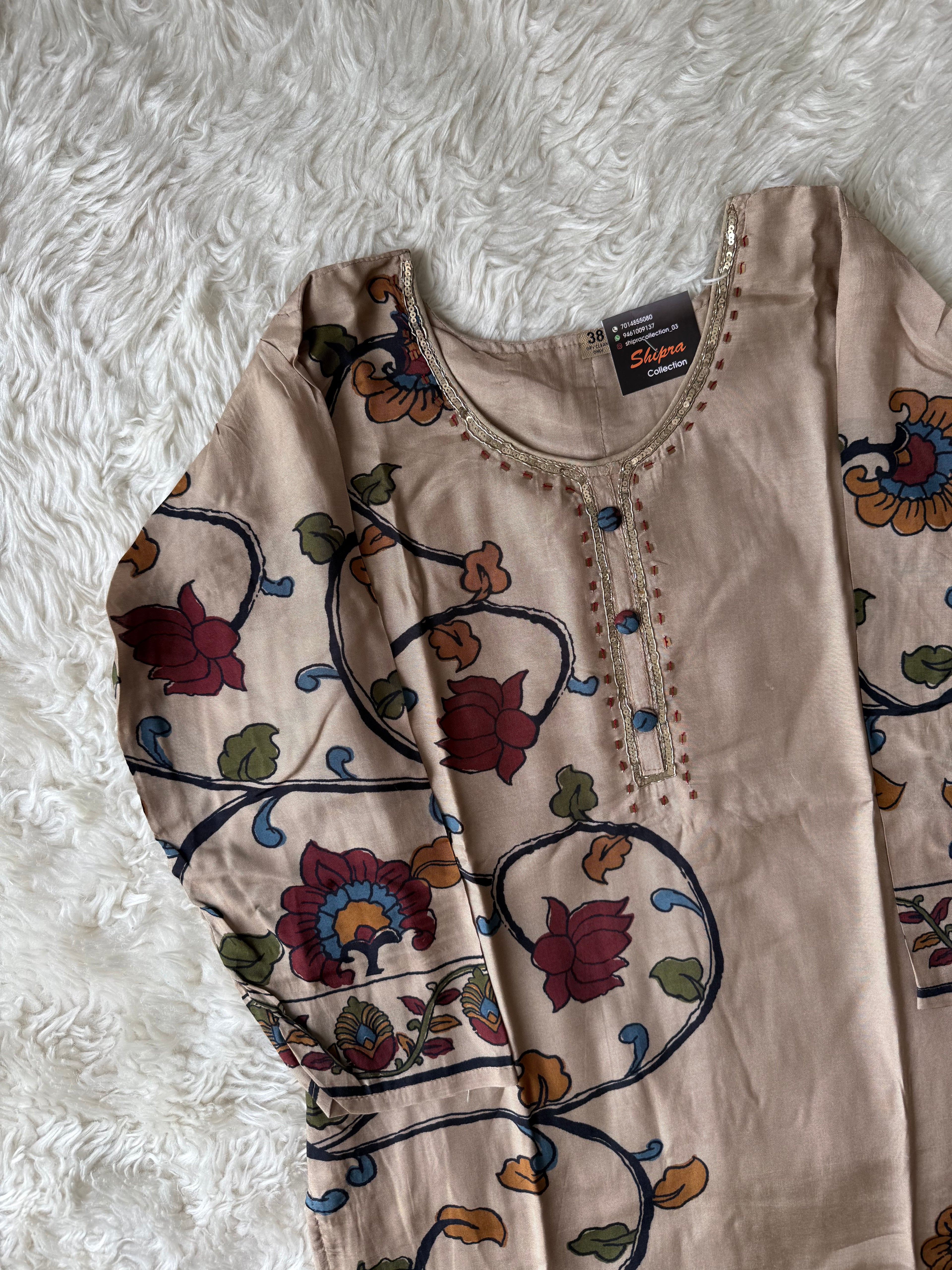 Crepe Silk Kurti Pant Dupatta Set