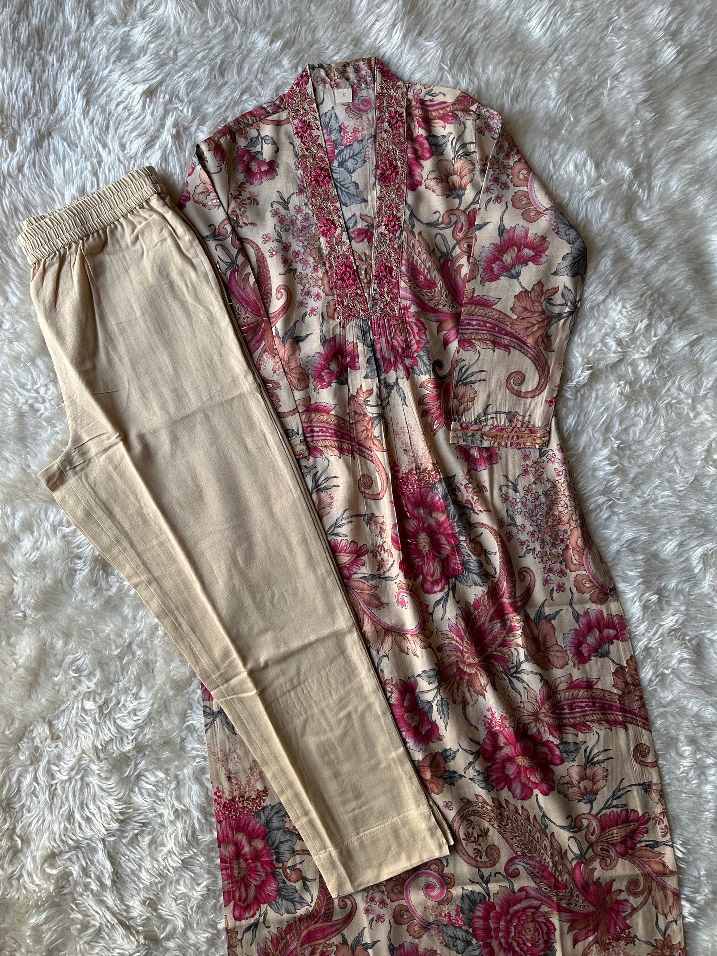 Pure Muslin Silk Kurti Pant Set