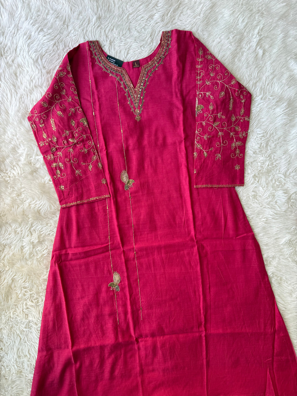 Mul Chanderi Kurti Pant Dupatta Set