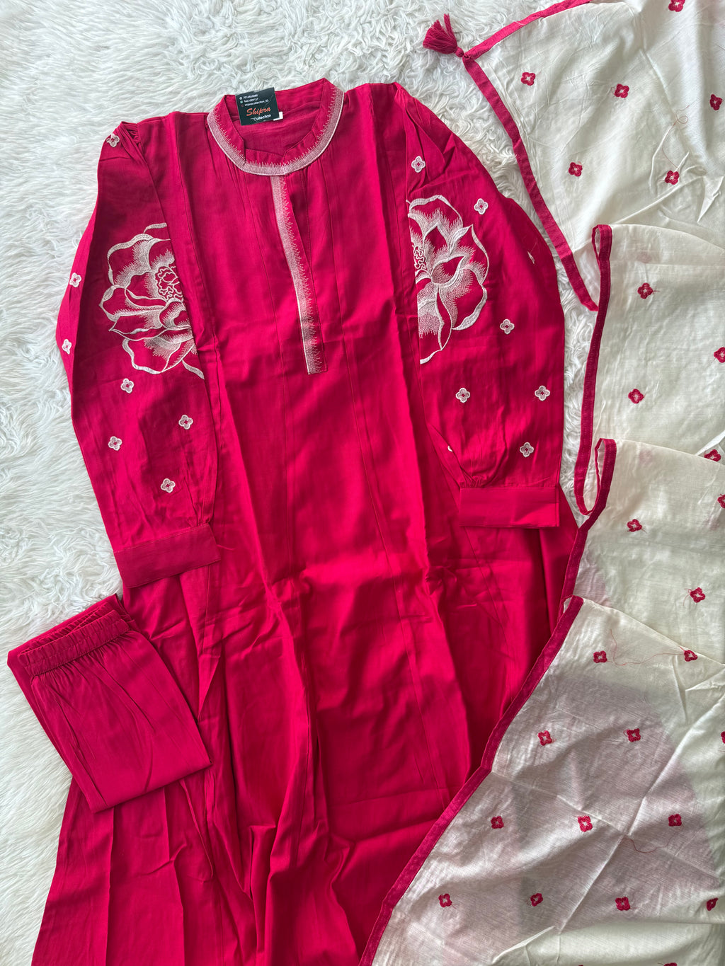 Pure Muslin Silk Kurti Pant Dupatta Set