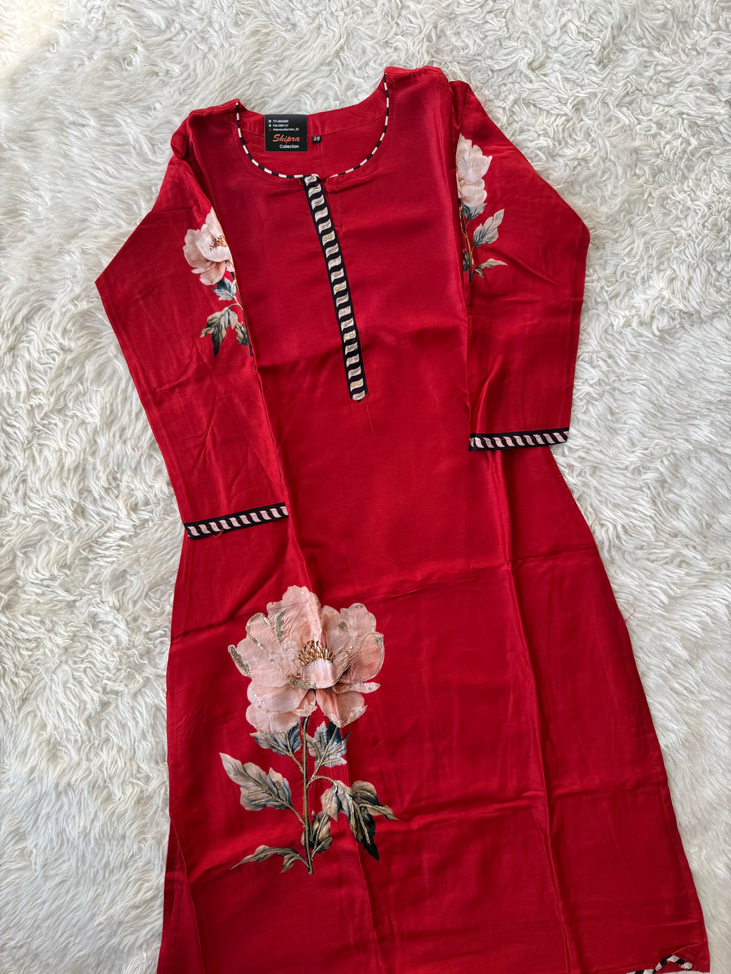 “ Plus Size” Russian Silk Kurti Pant Dupatta Set