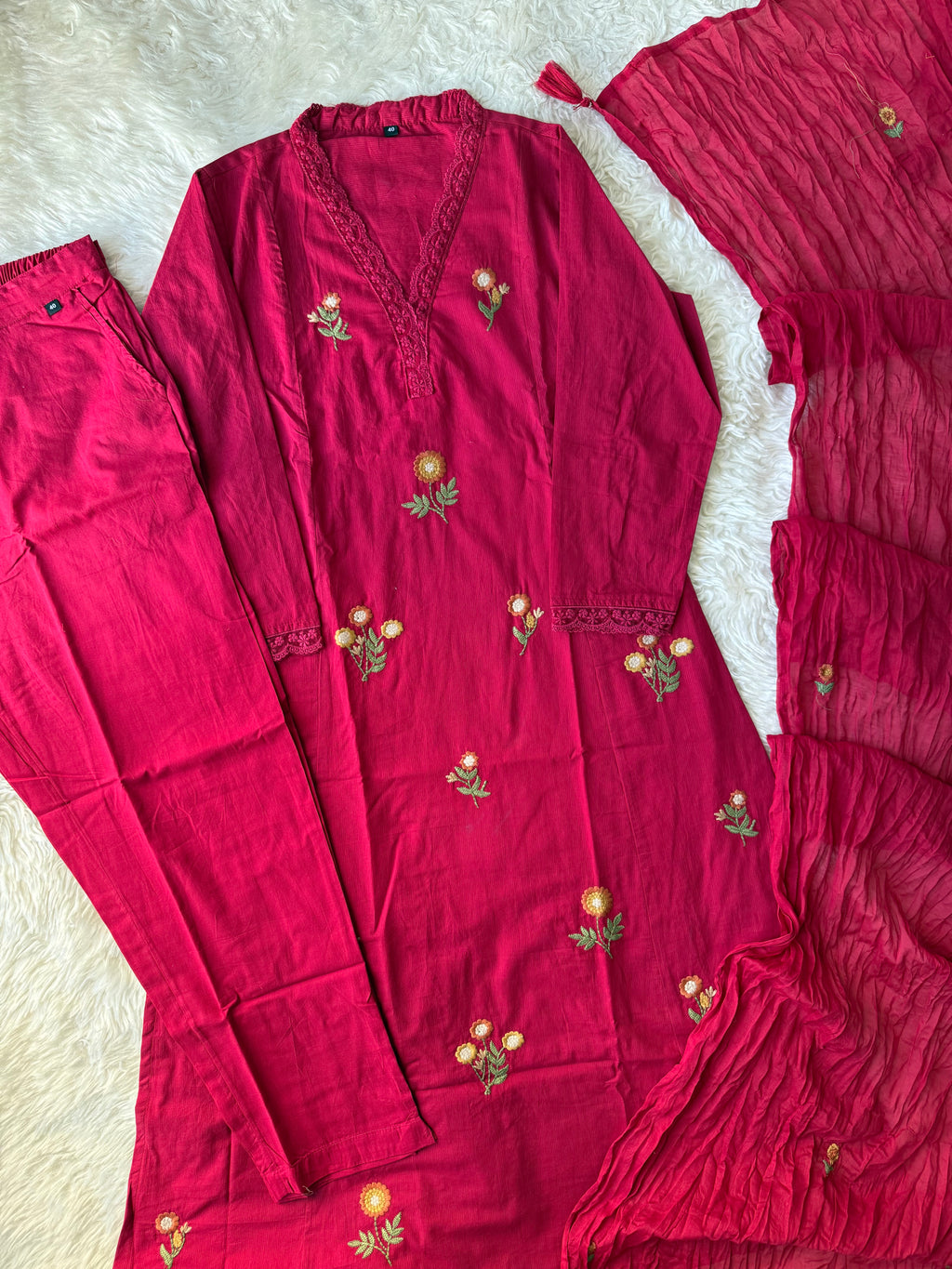 Premium Cotton Kurti Pant Dupatta Set