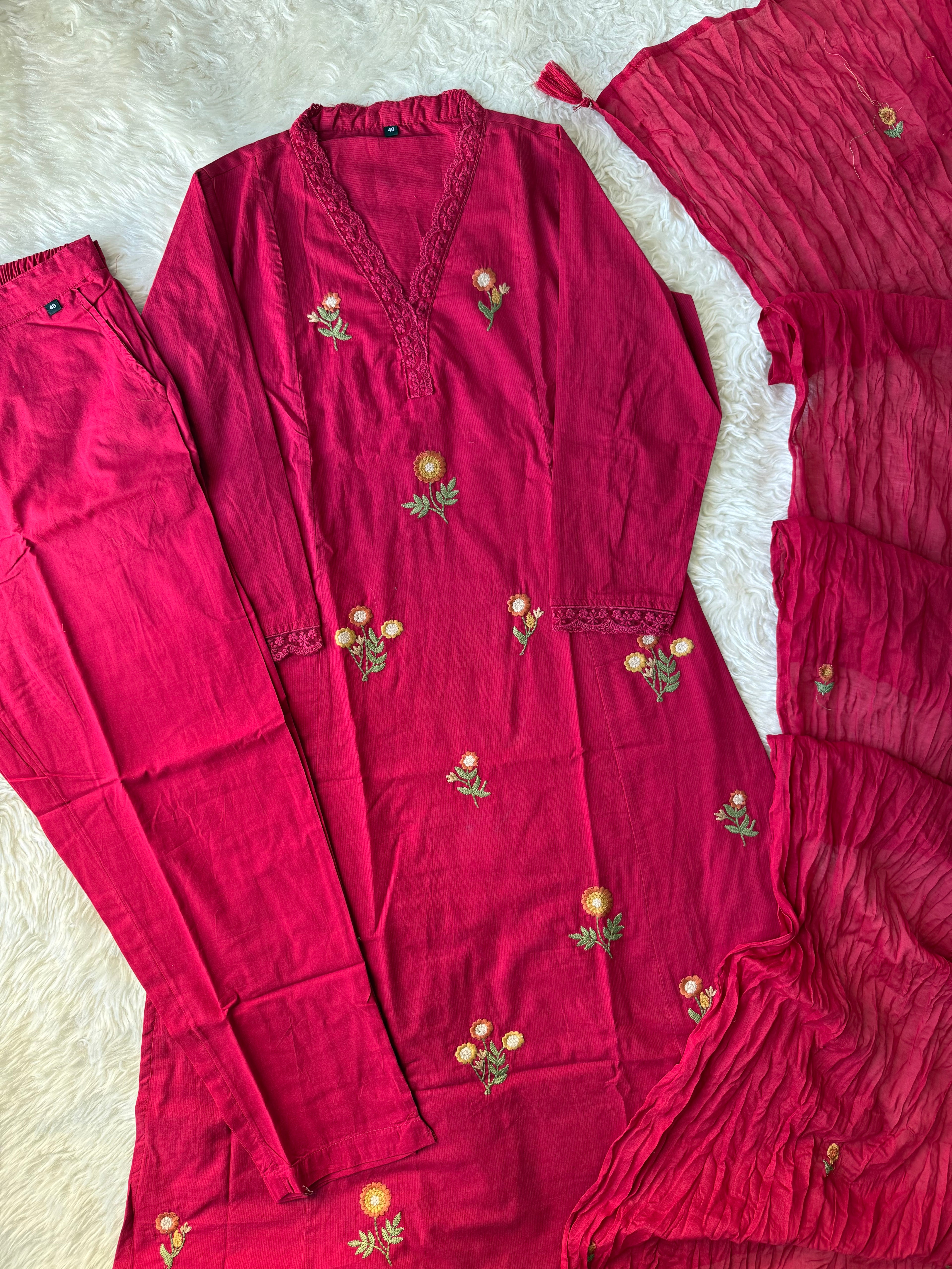 Premium Cotton Kurti Pant Dupatta Set