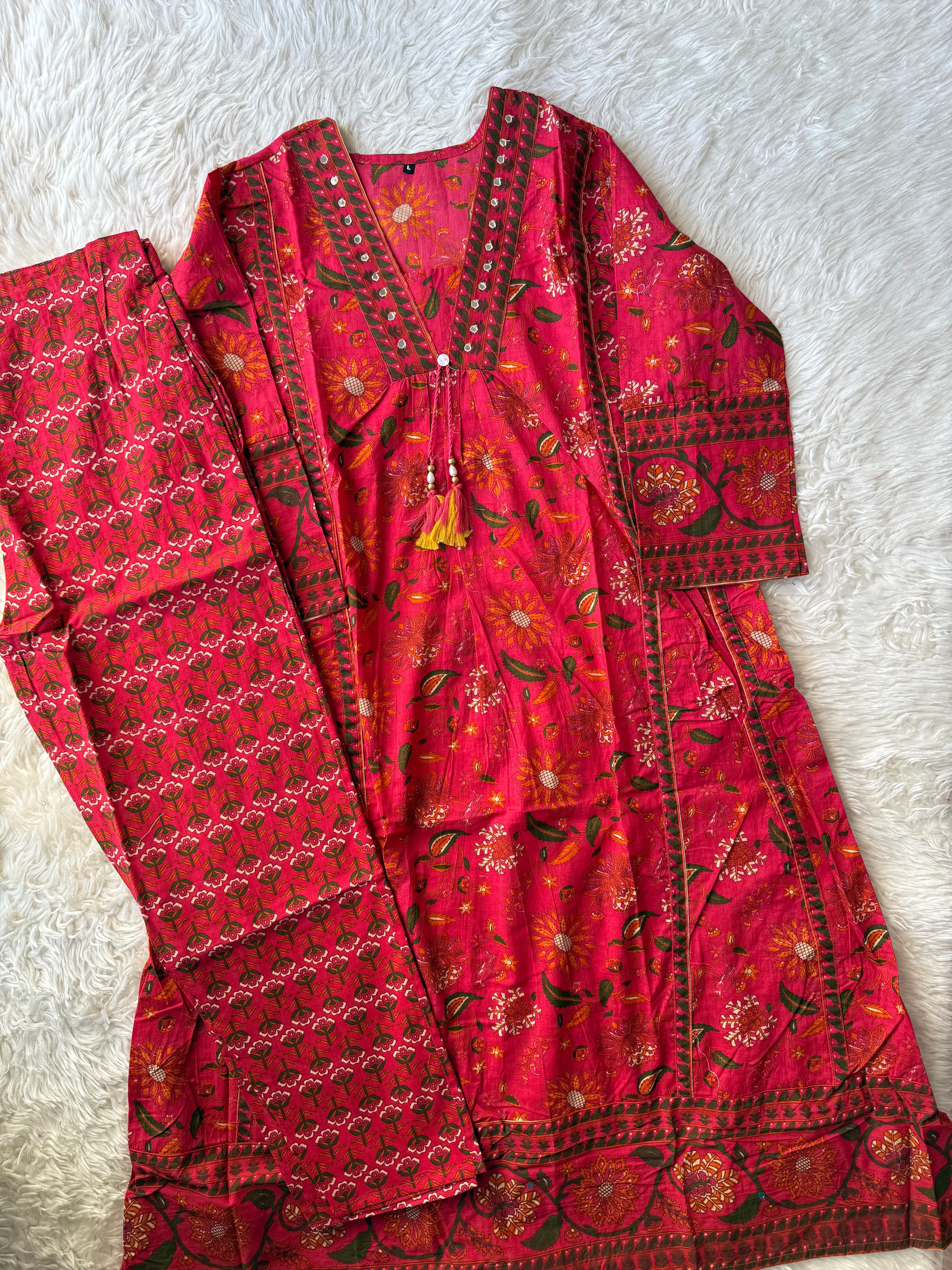 Cotton FLARE Kurti Pant Set