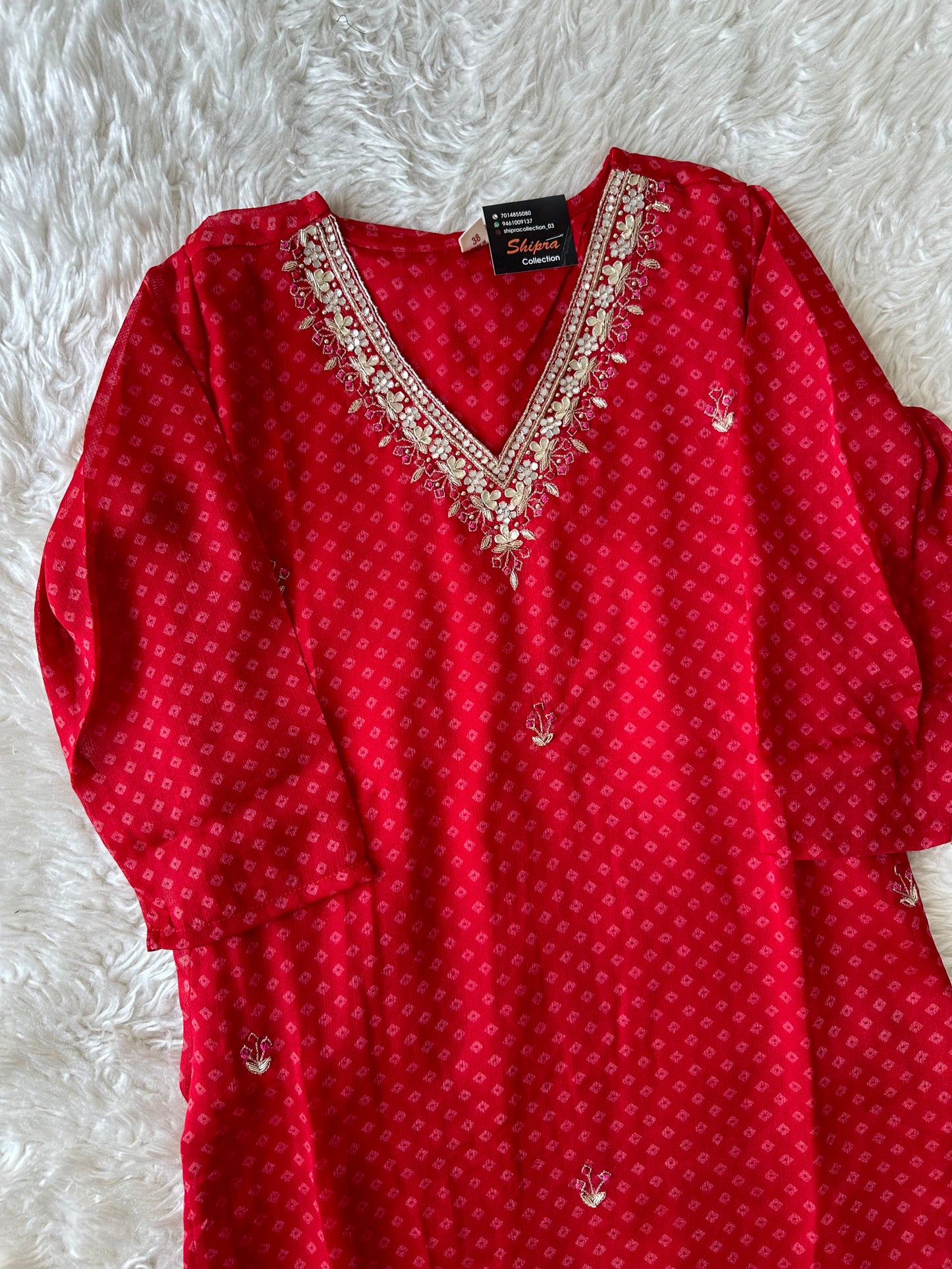 Pure Chinon Kurti Pant Set