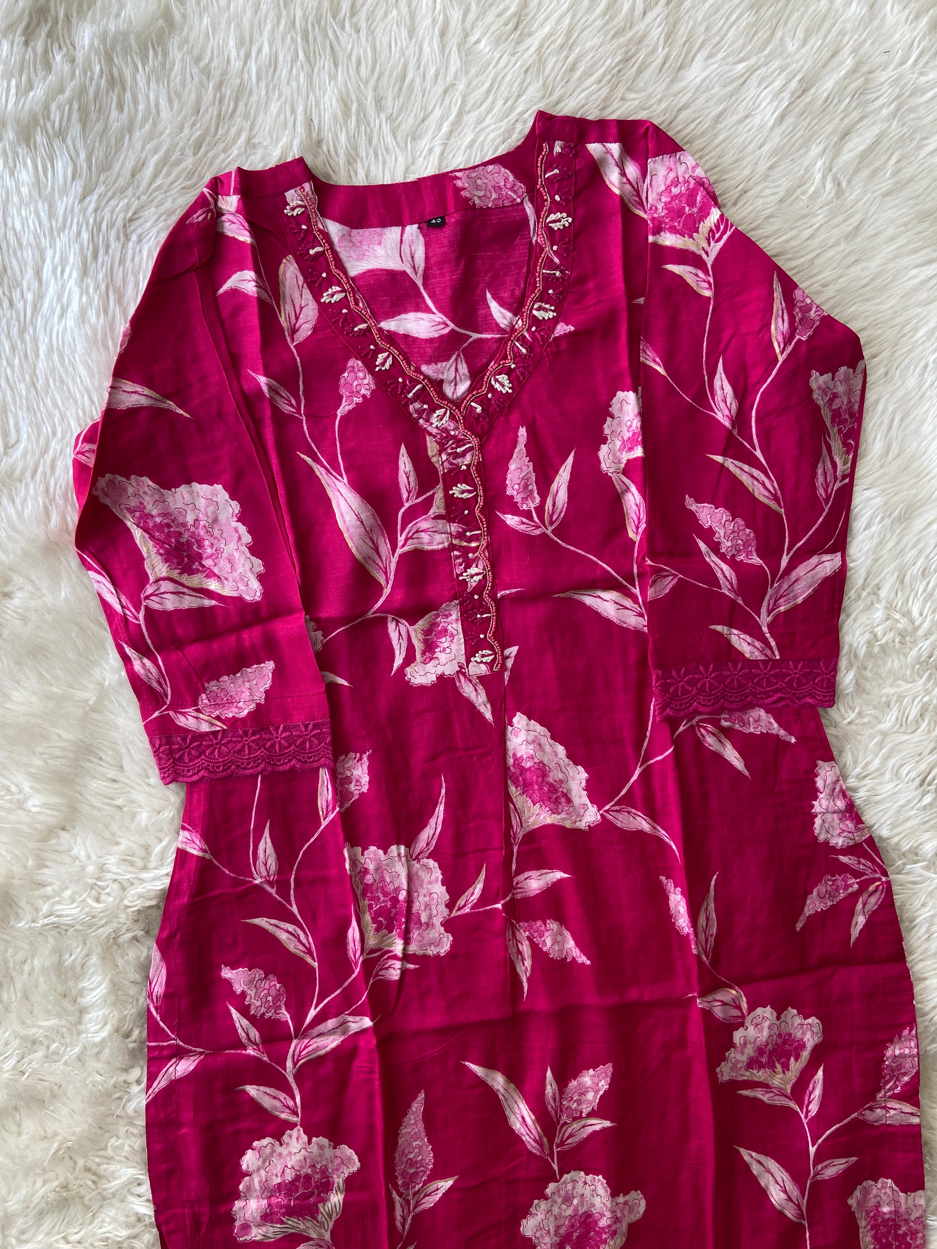 Mul Silk Kurti Pant Set
