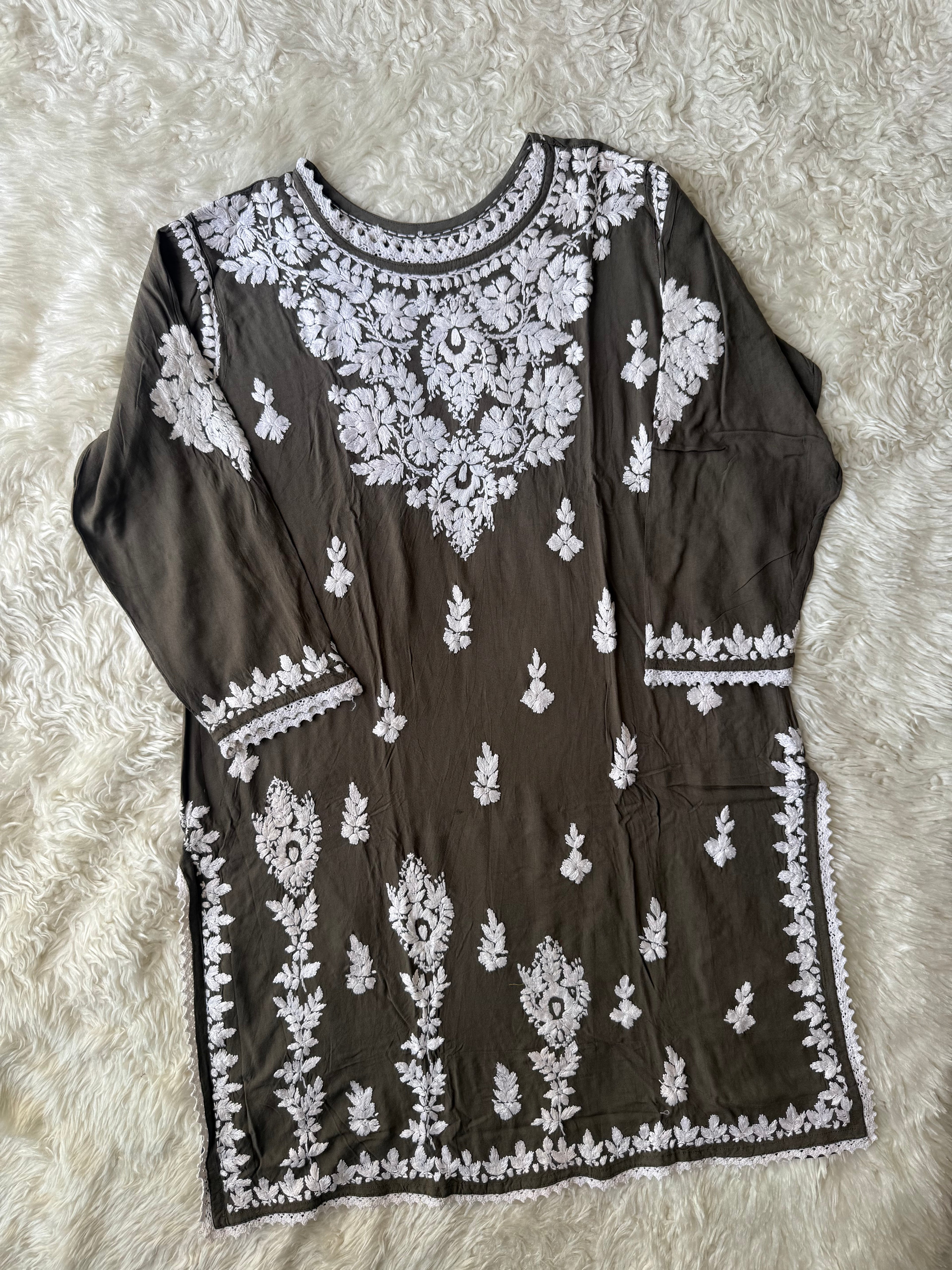 Heavy Rayon Chikankari Kurti Afghani Pant Set