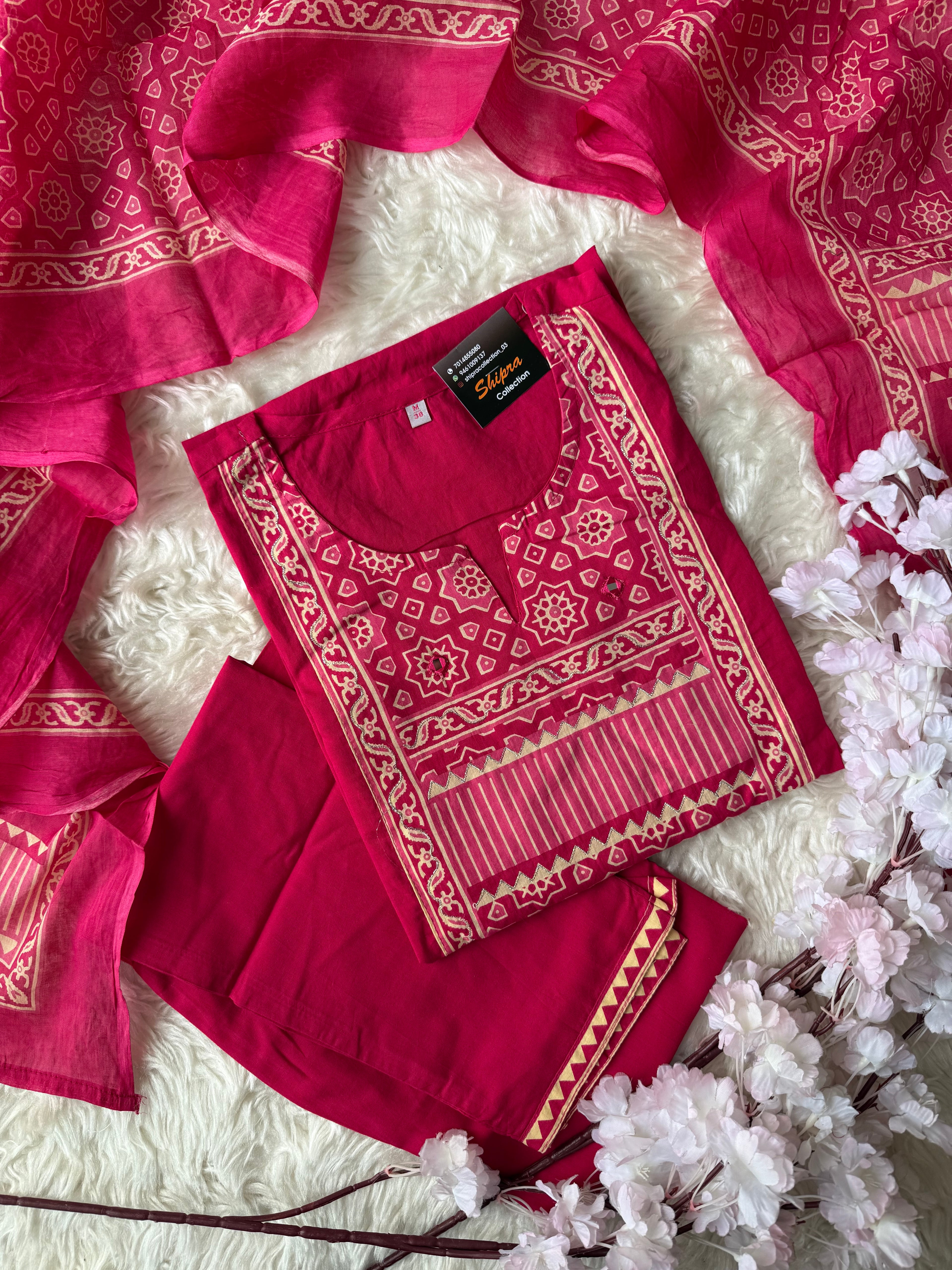 Premium Cotton Kurti Pant Dupatta Set