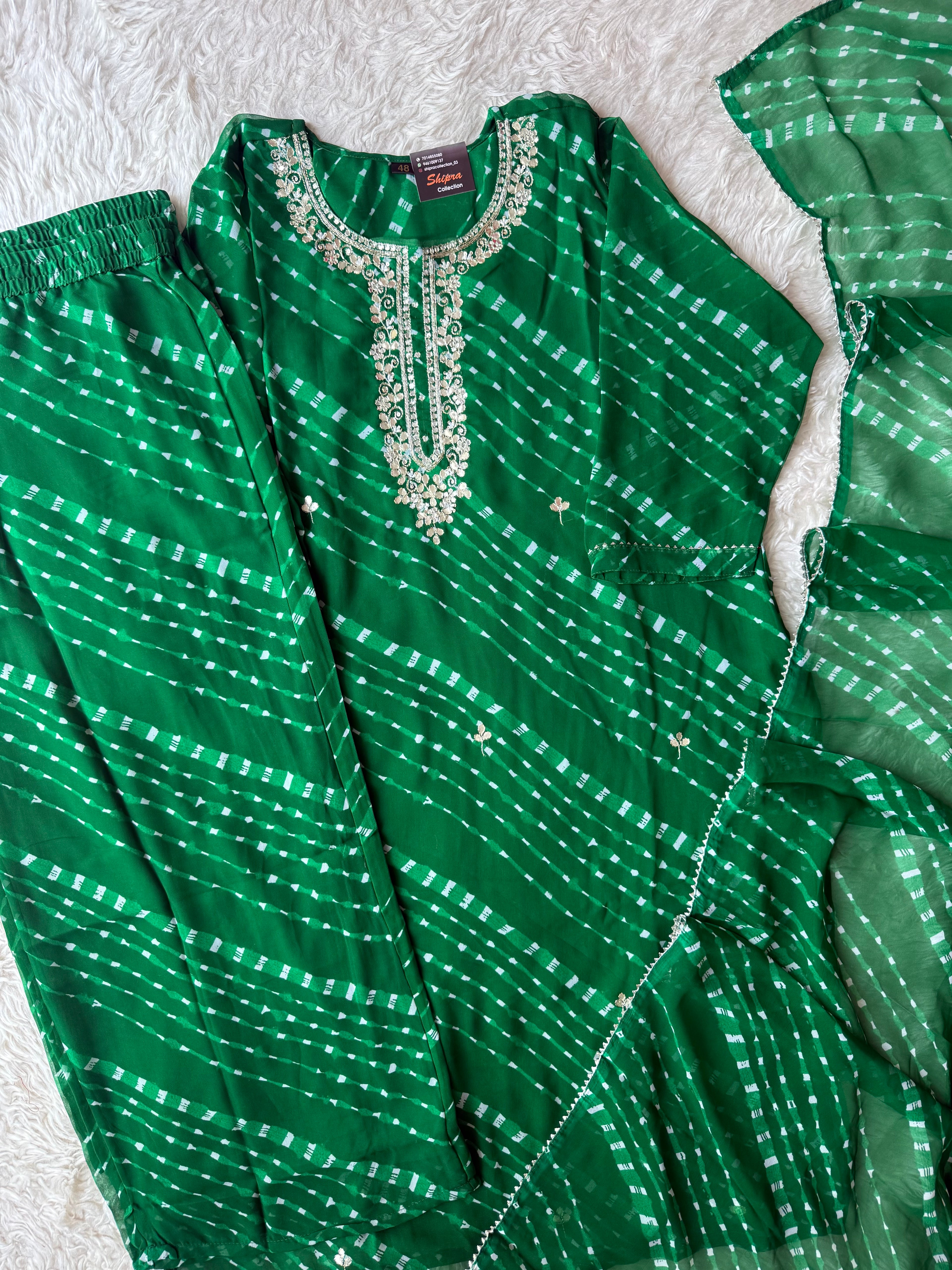 “Plus Size” Georgette Kurti Plazo Dupatta Set