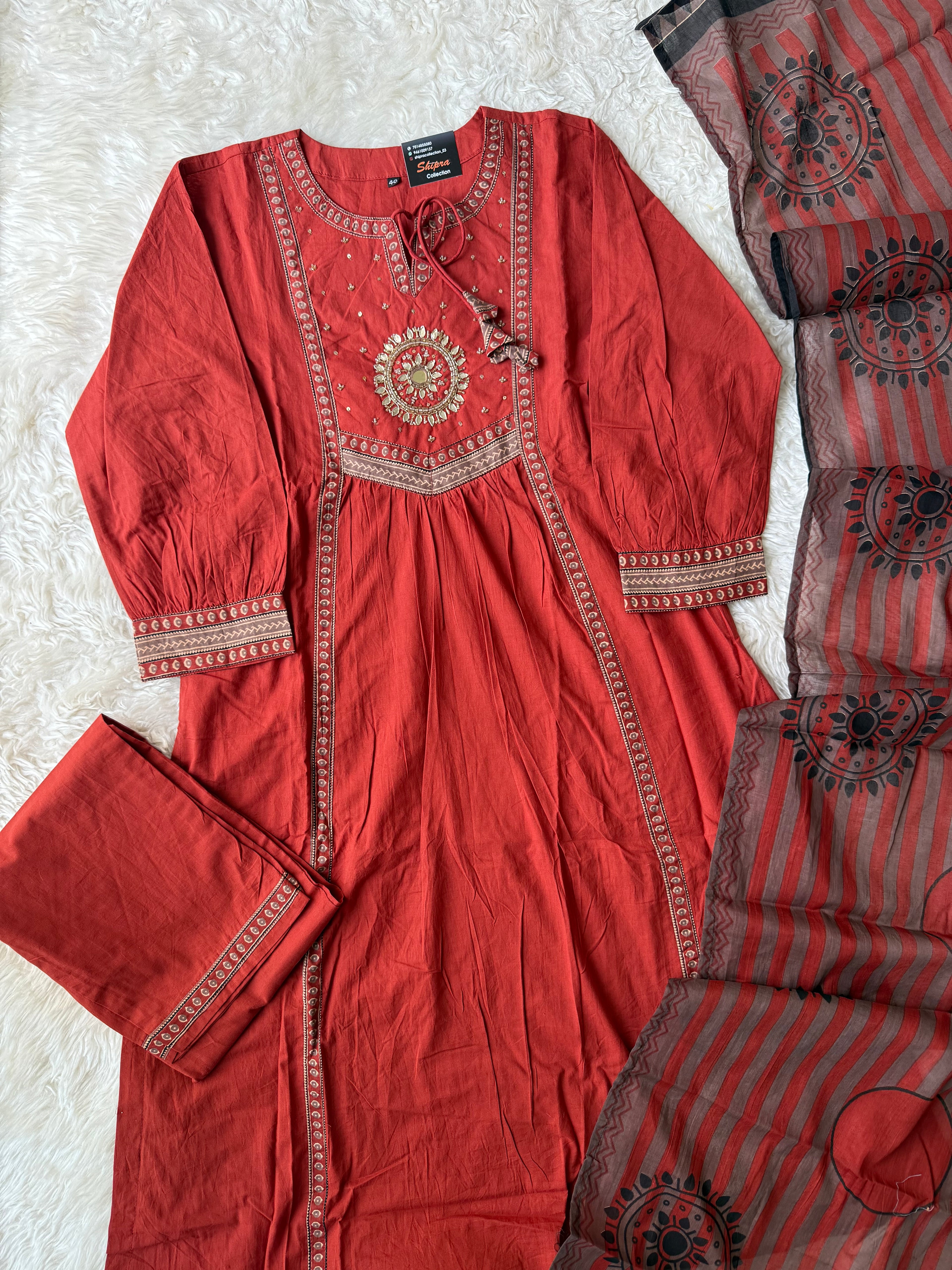 Premium Cotton Kurti Pant Dupatta Set