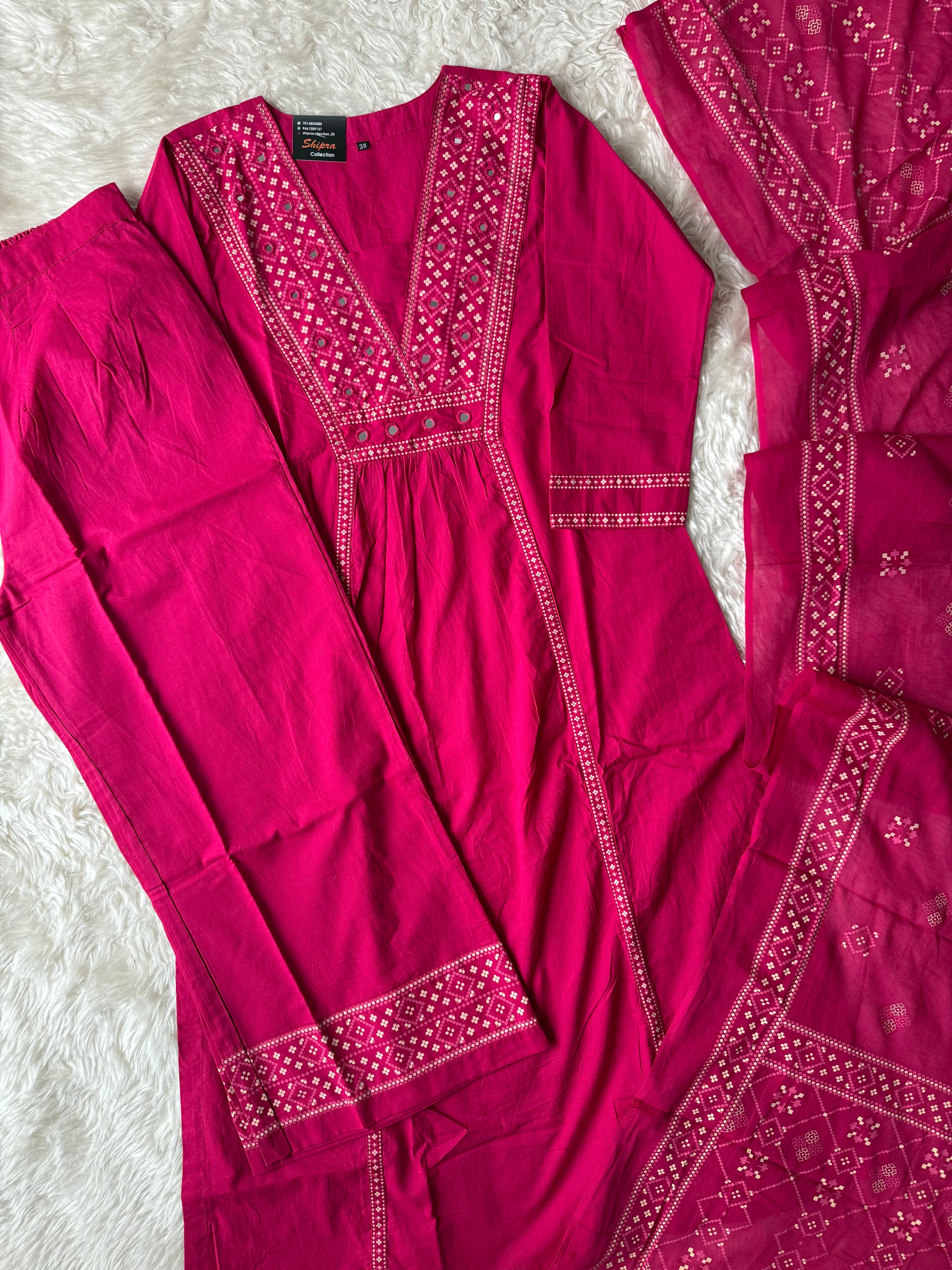 Premium Cotton Kurti Plazo Dupatta Set