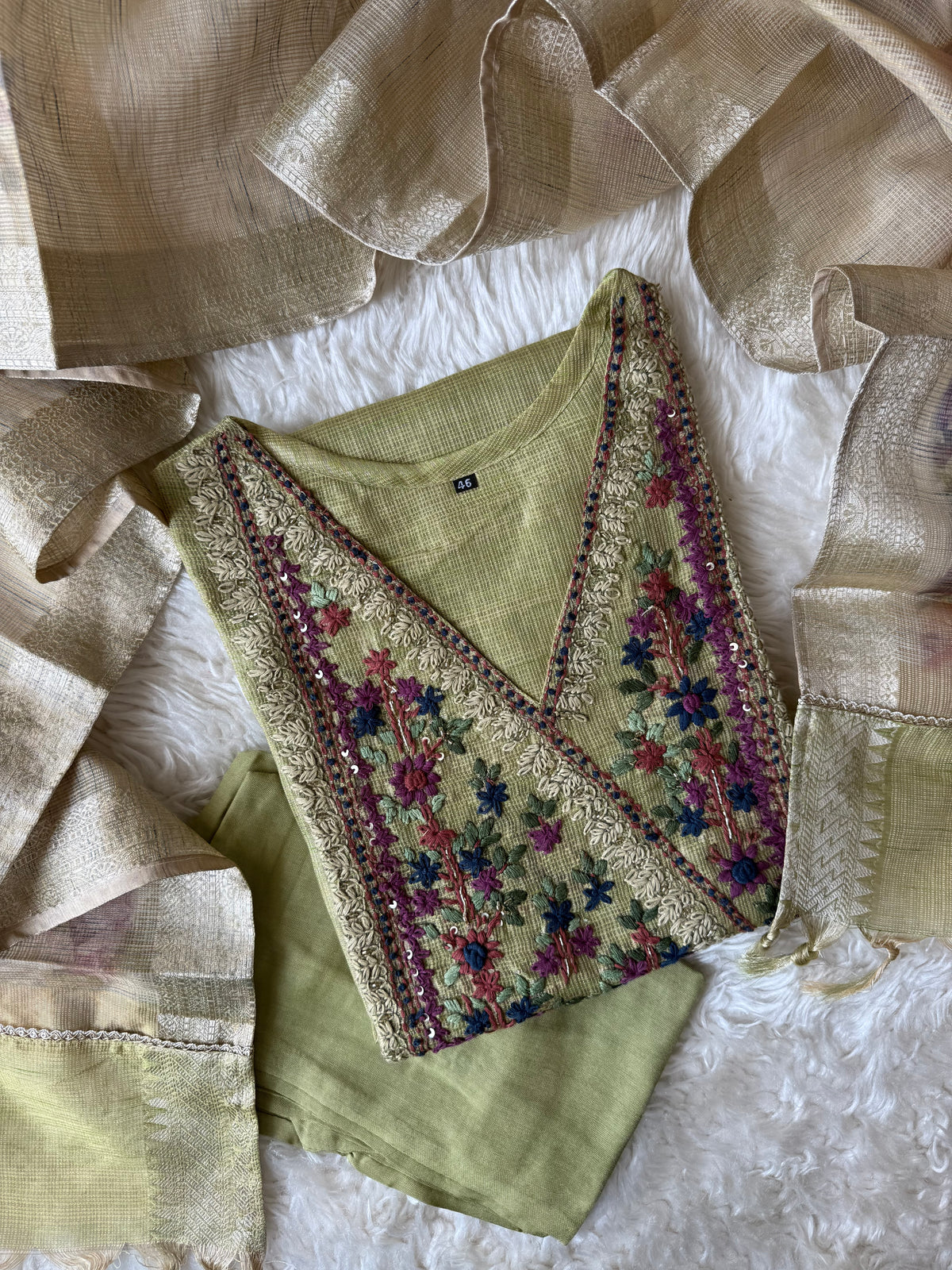 “Plus Size” Doriya Kurti Pant Dupatta Set