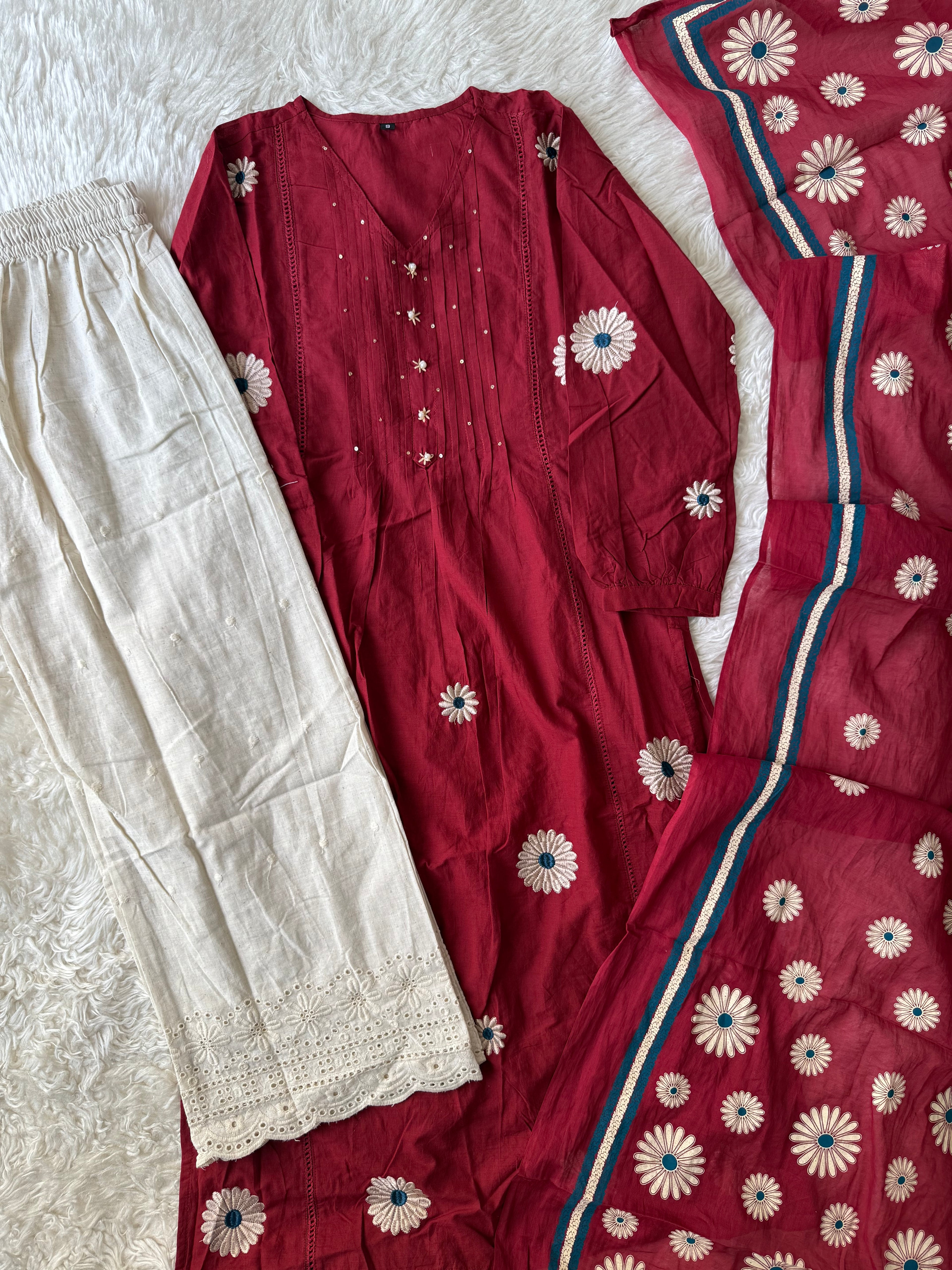 Premium Cotton Kurti Pant Dupatta Set