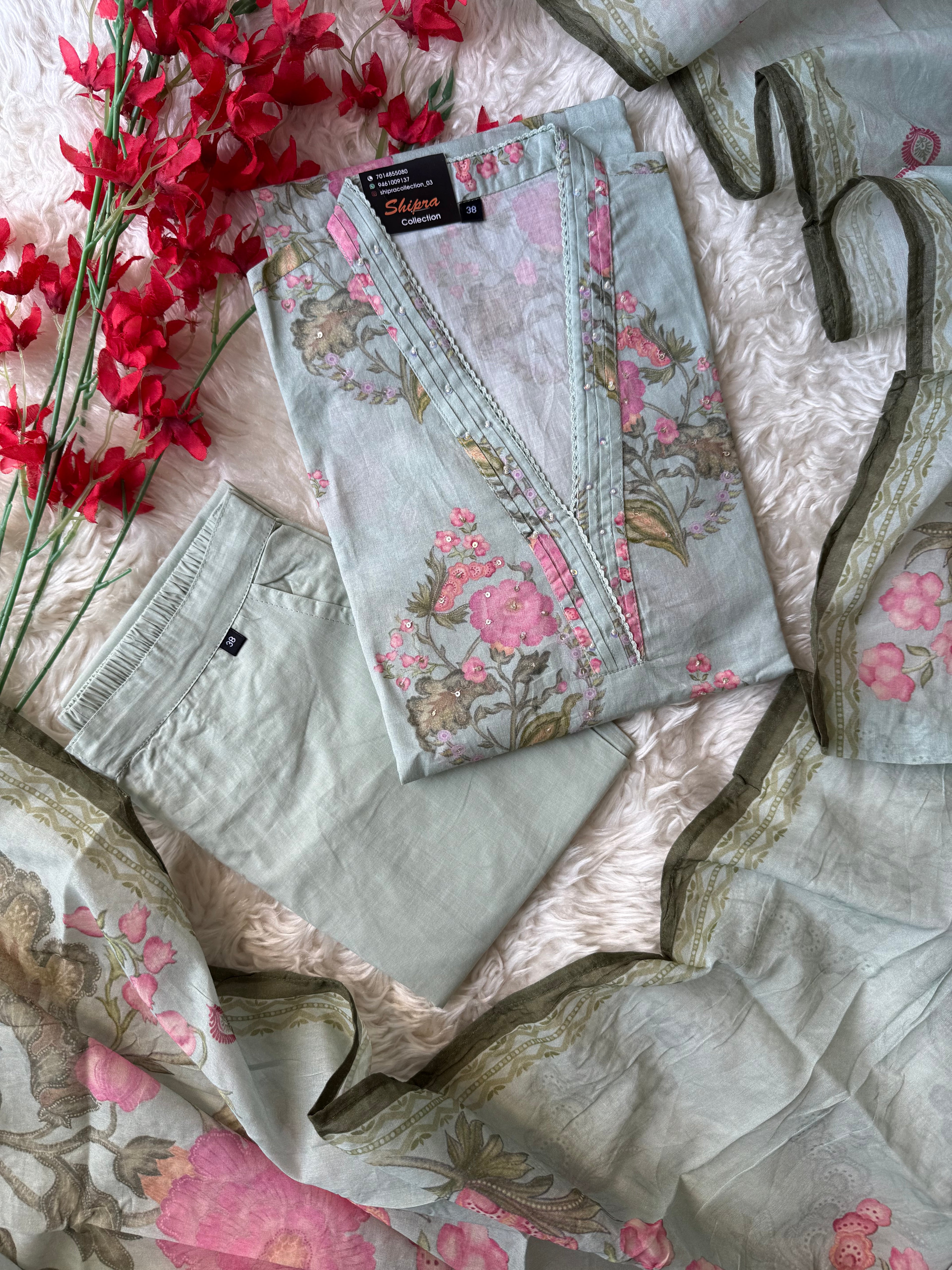 Premium Cotton Kurti Pant Dupatta Set