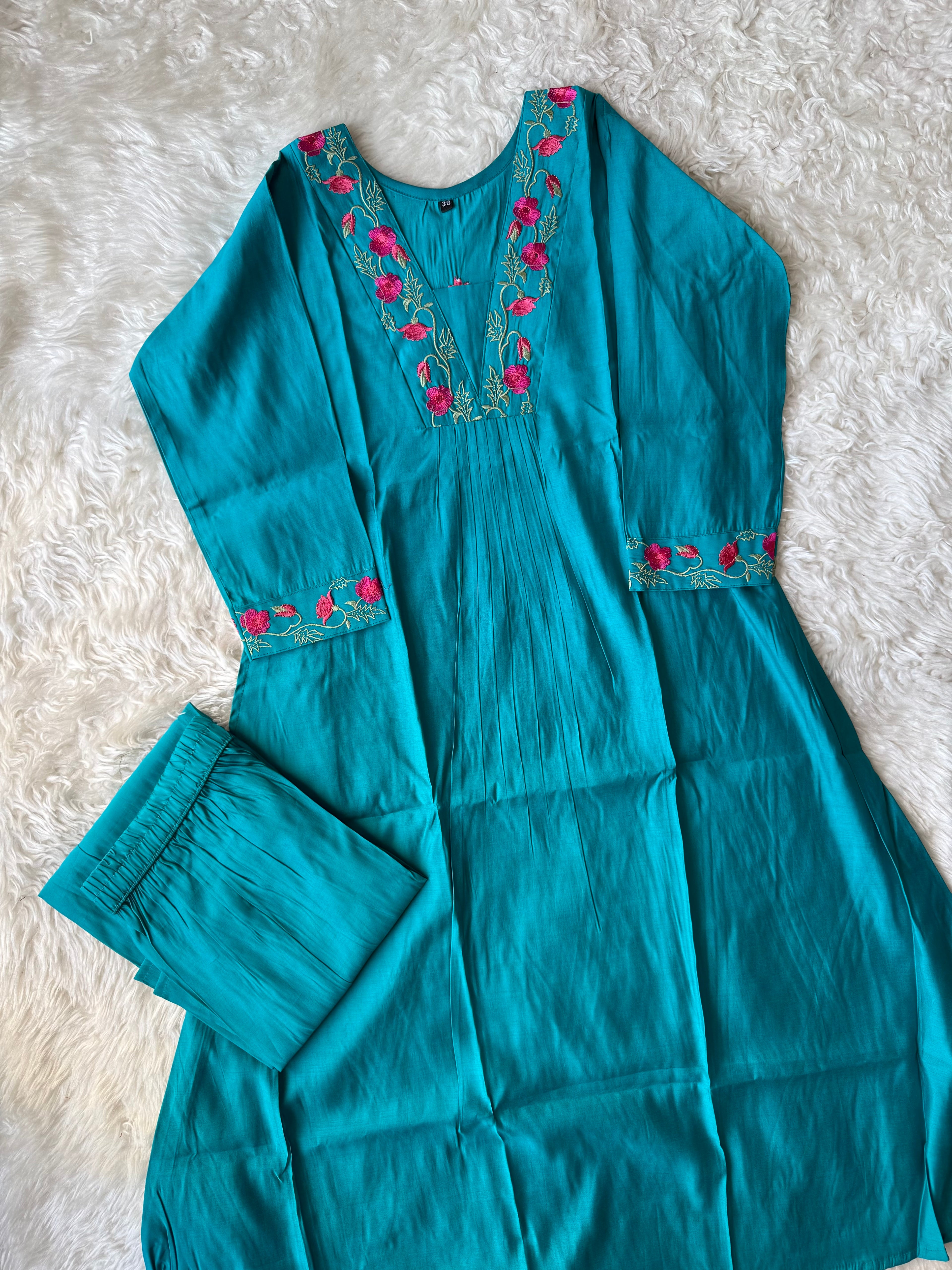 Pure Muslin Silk Kurti Plazo Set
