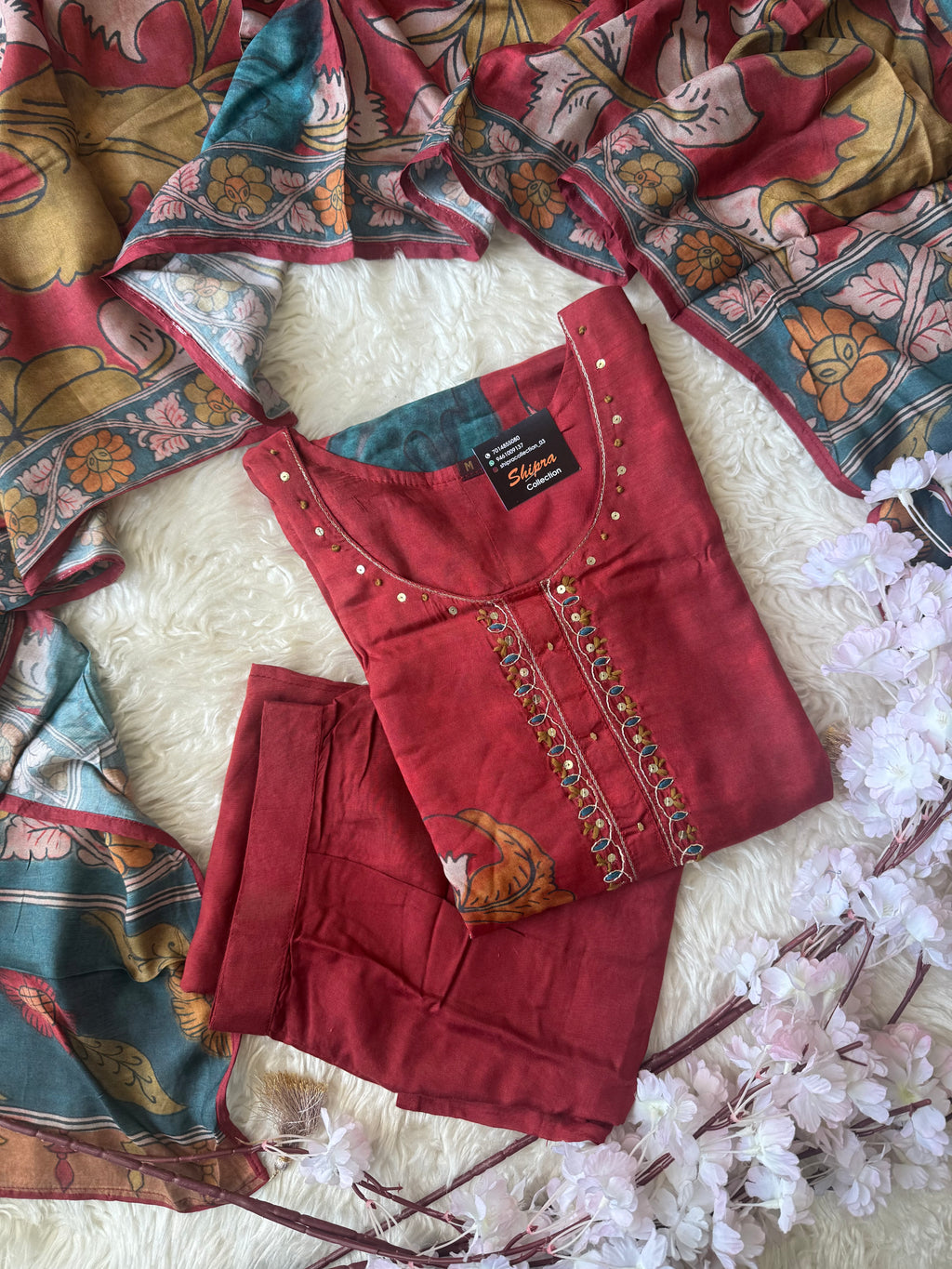 Premium Muslin Silk Kurti Pant Dupatta Set
