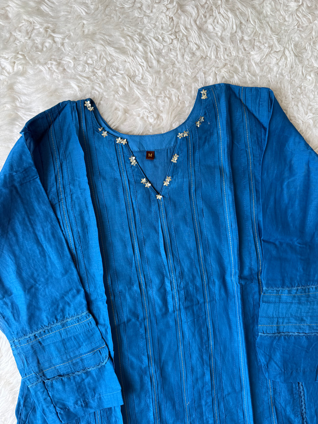 Mul Chanderi Kurti Pant Dupatta Set