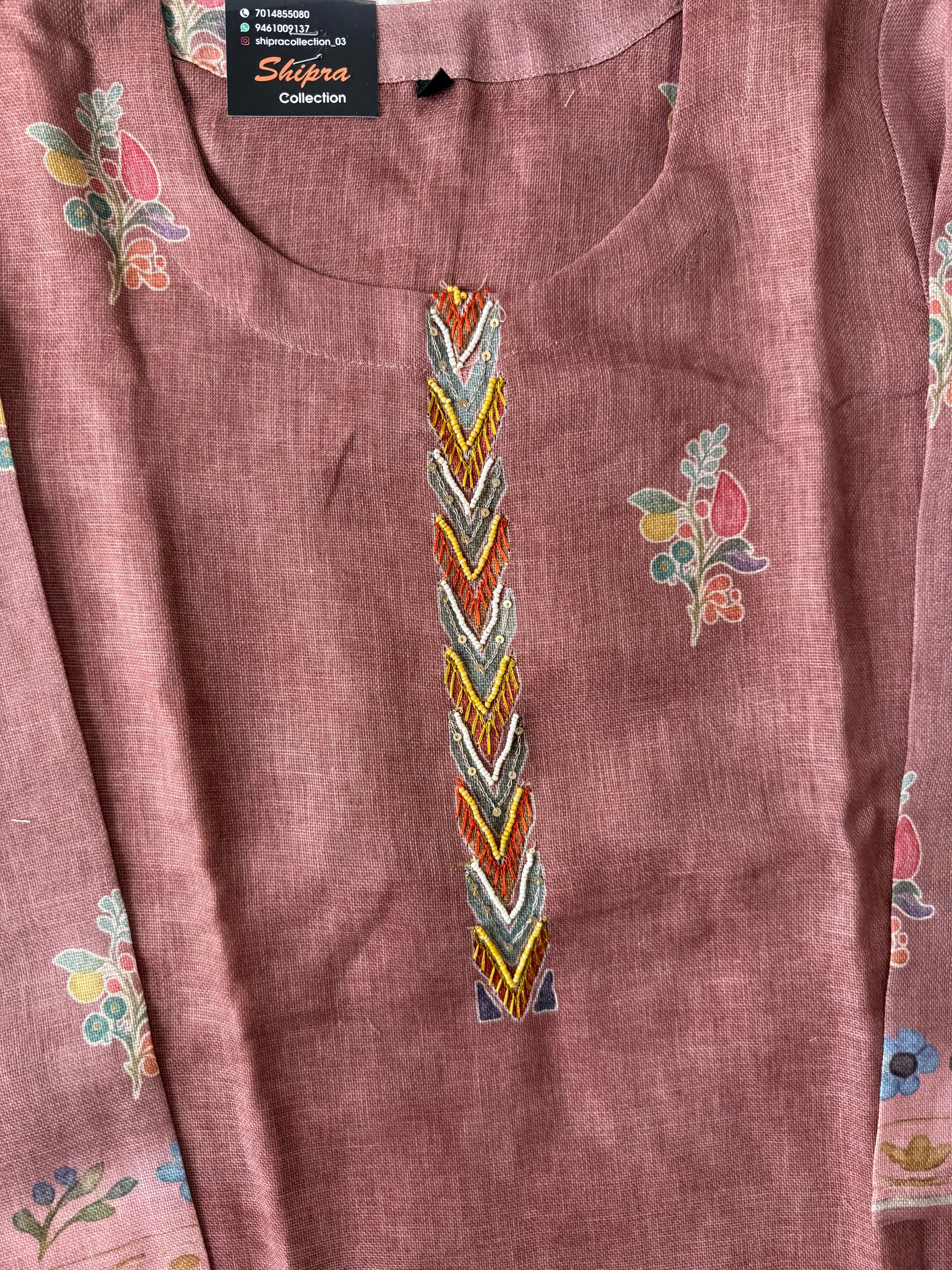 Linen Kurti Pant Dupatta Set
