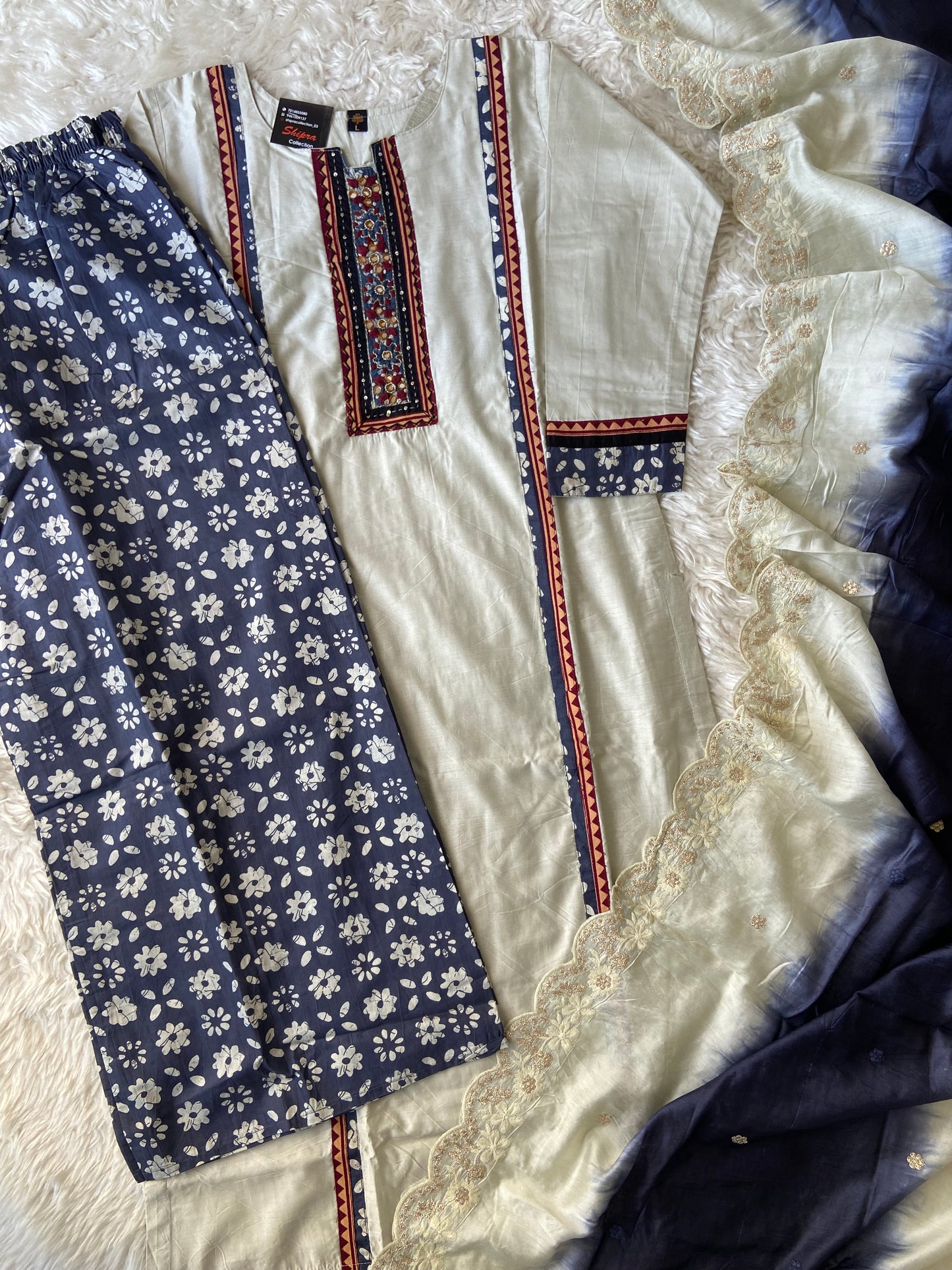 Roman Silk Kurti Plazo Dupatta Set