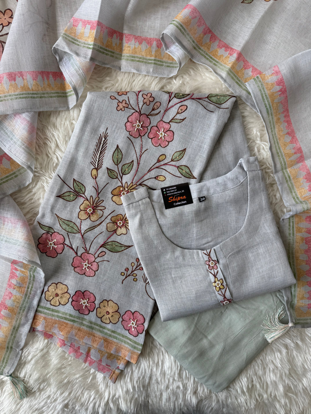 Linen Kurti Pant Dupatta Set
