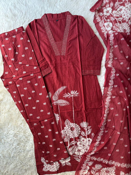 Budget Friendly Kurti Pant Dupatta Set