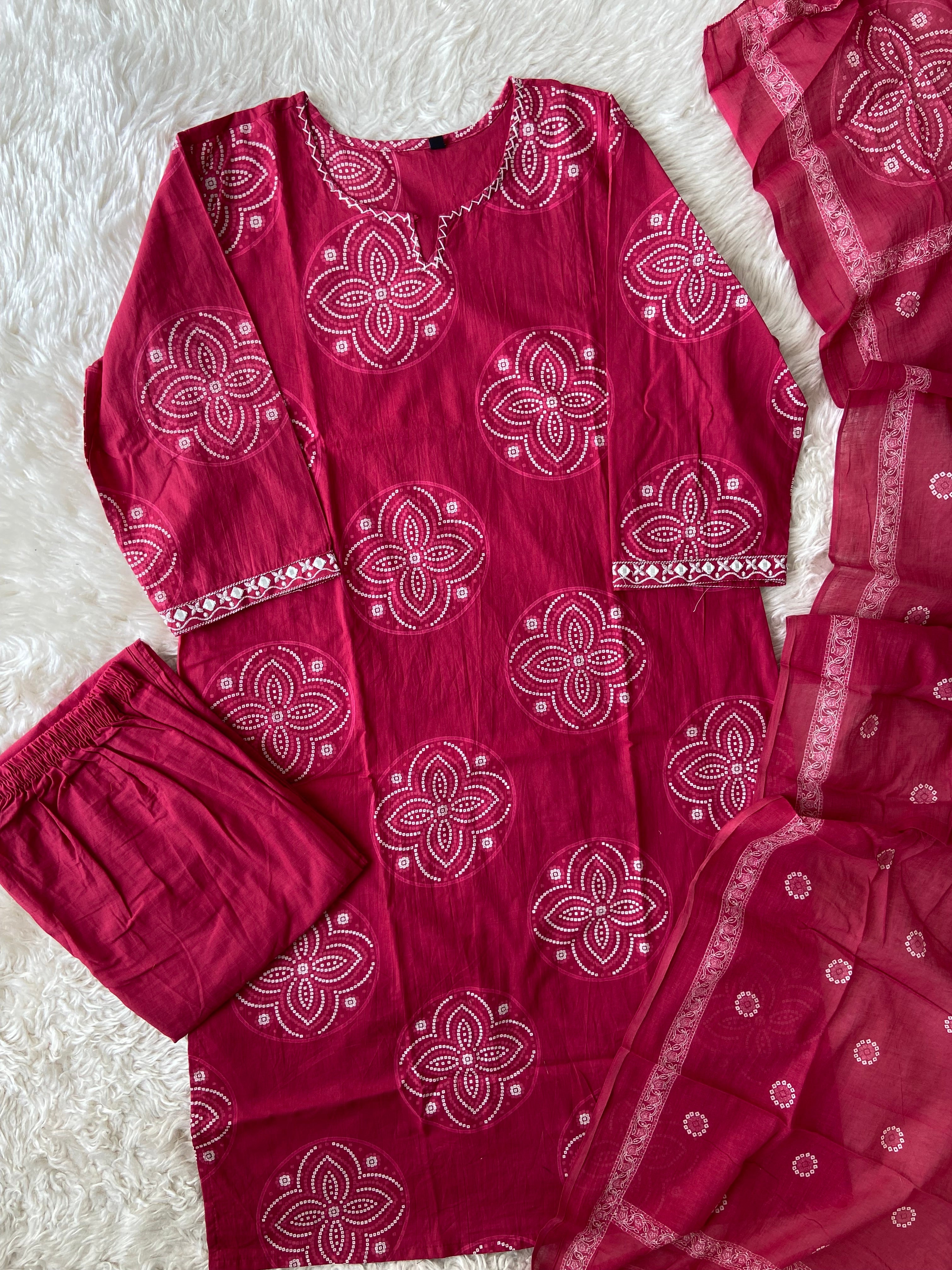 Budget Friendly Kurti Pant Dupatta Set