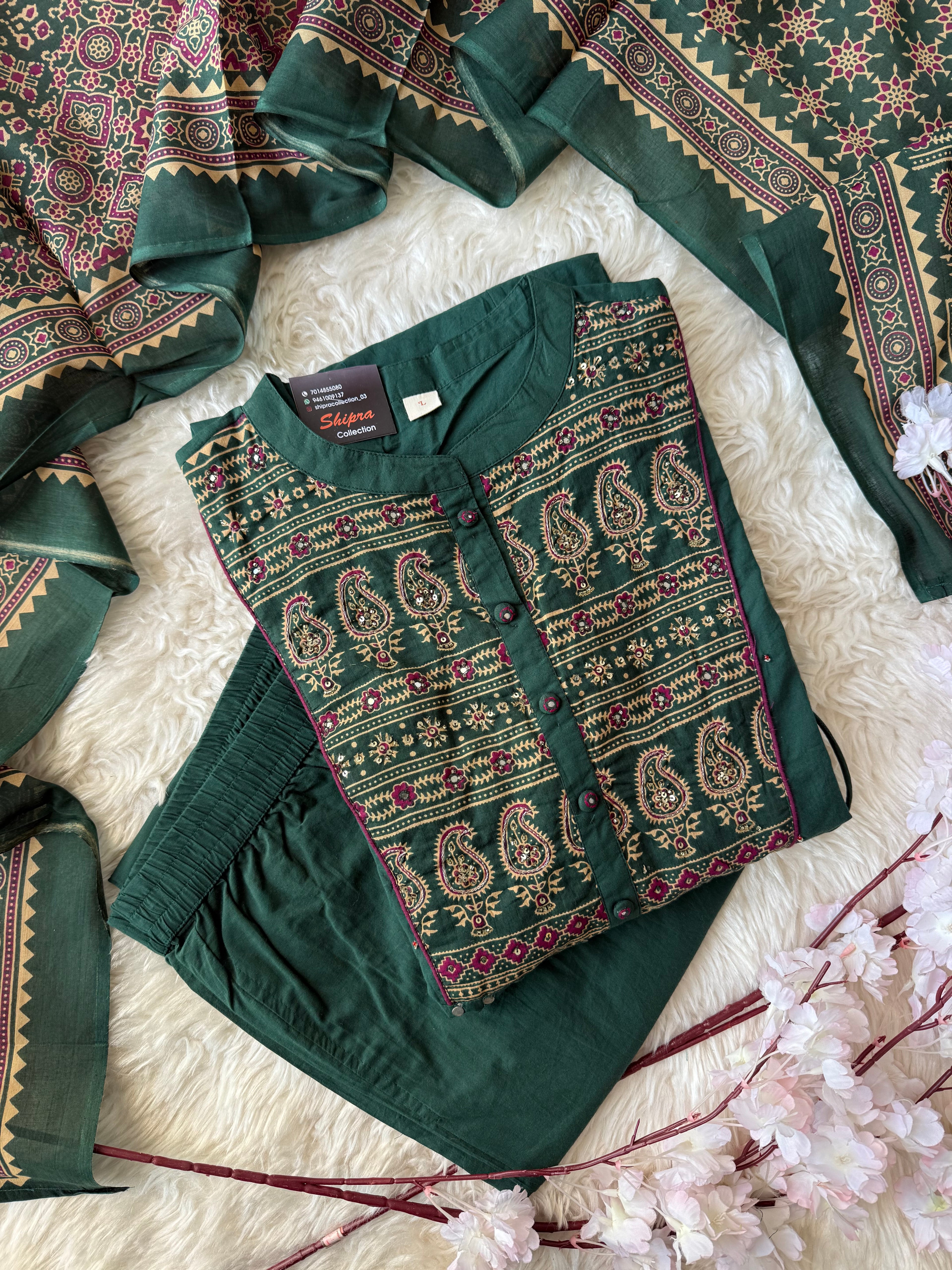 Premium Cotton Kurti Pant Dupatta Set