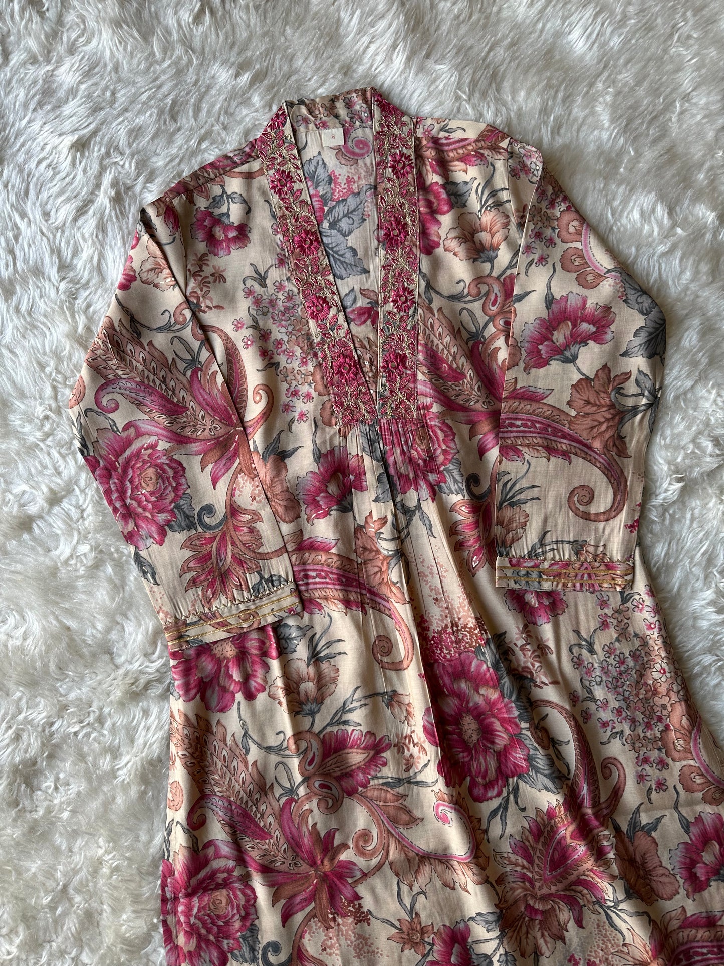Pure Muslin Silk Kurti Pant Set