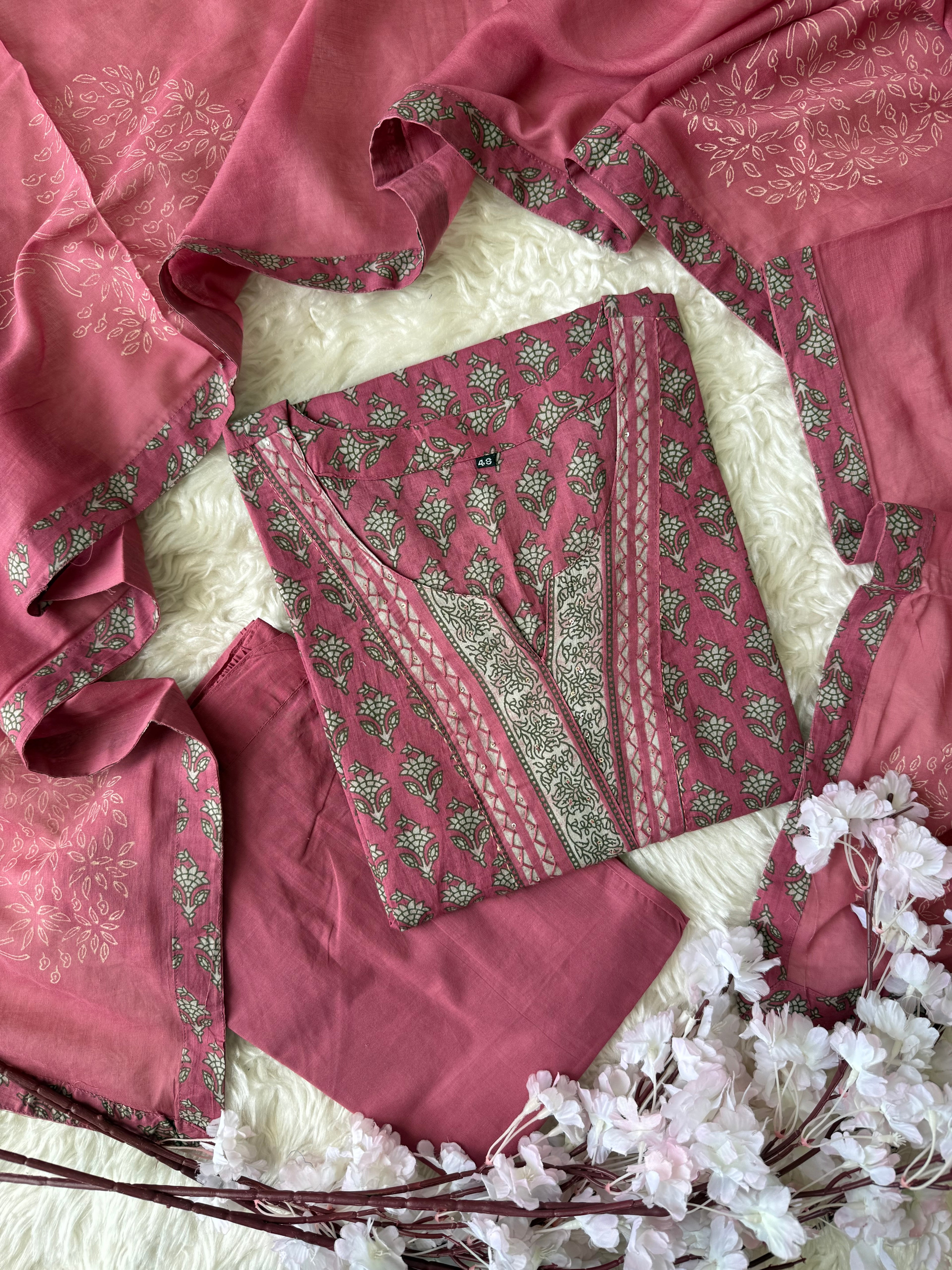 Premium Cotton Kurti Pant Dupatta Set