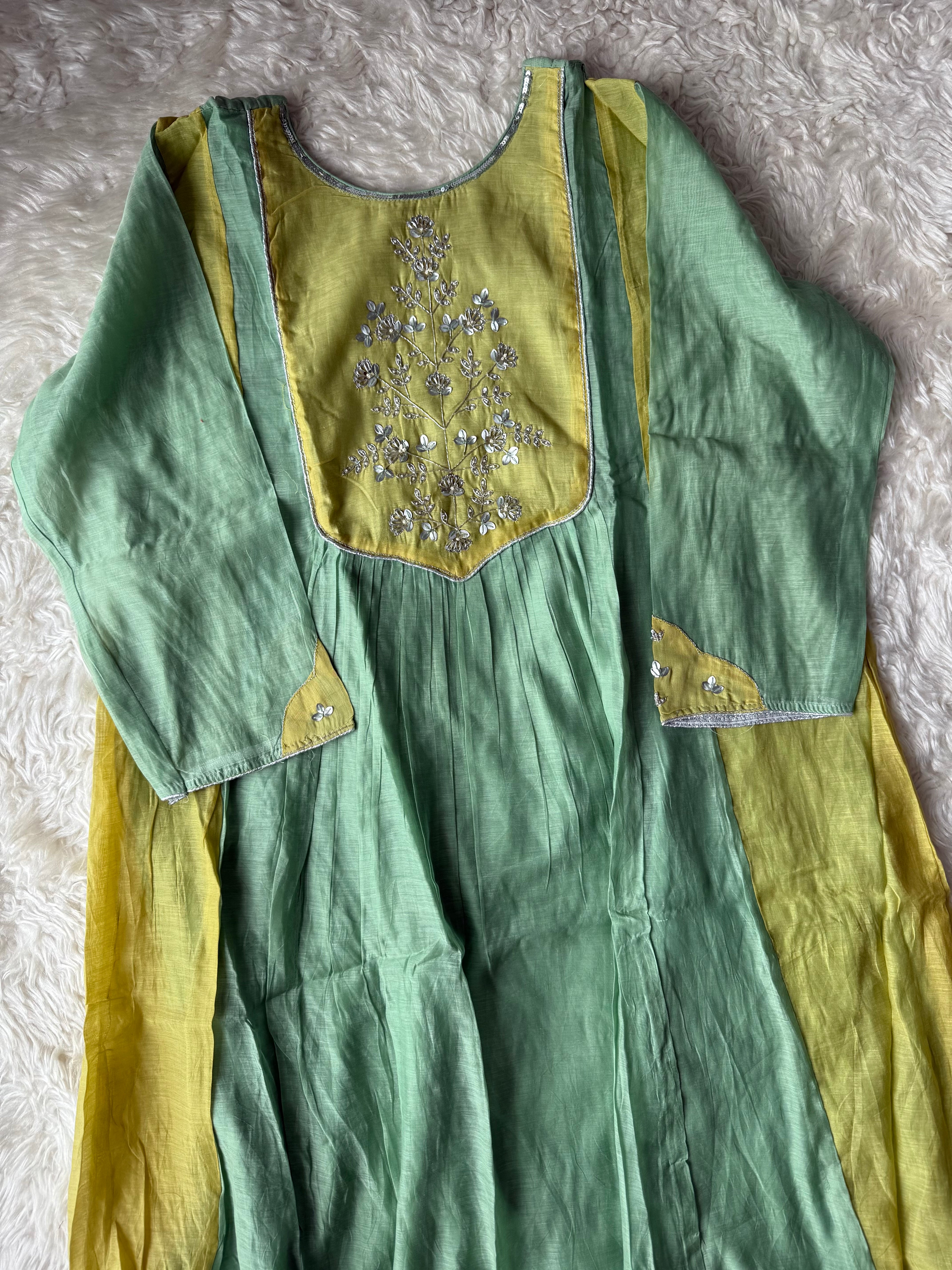 “Plus Size” Mul Chanderi Kurti Pant Dupatta Set