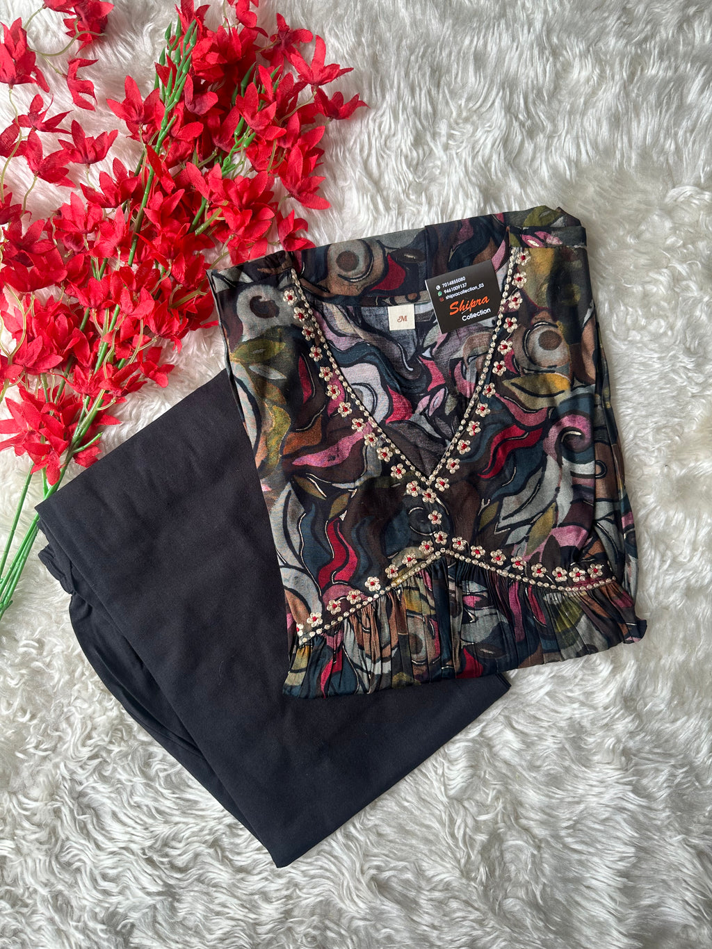 Pure Muslin Silk Alia Kurti Pant Set