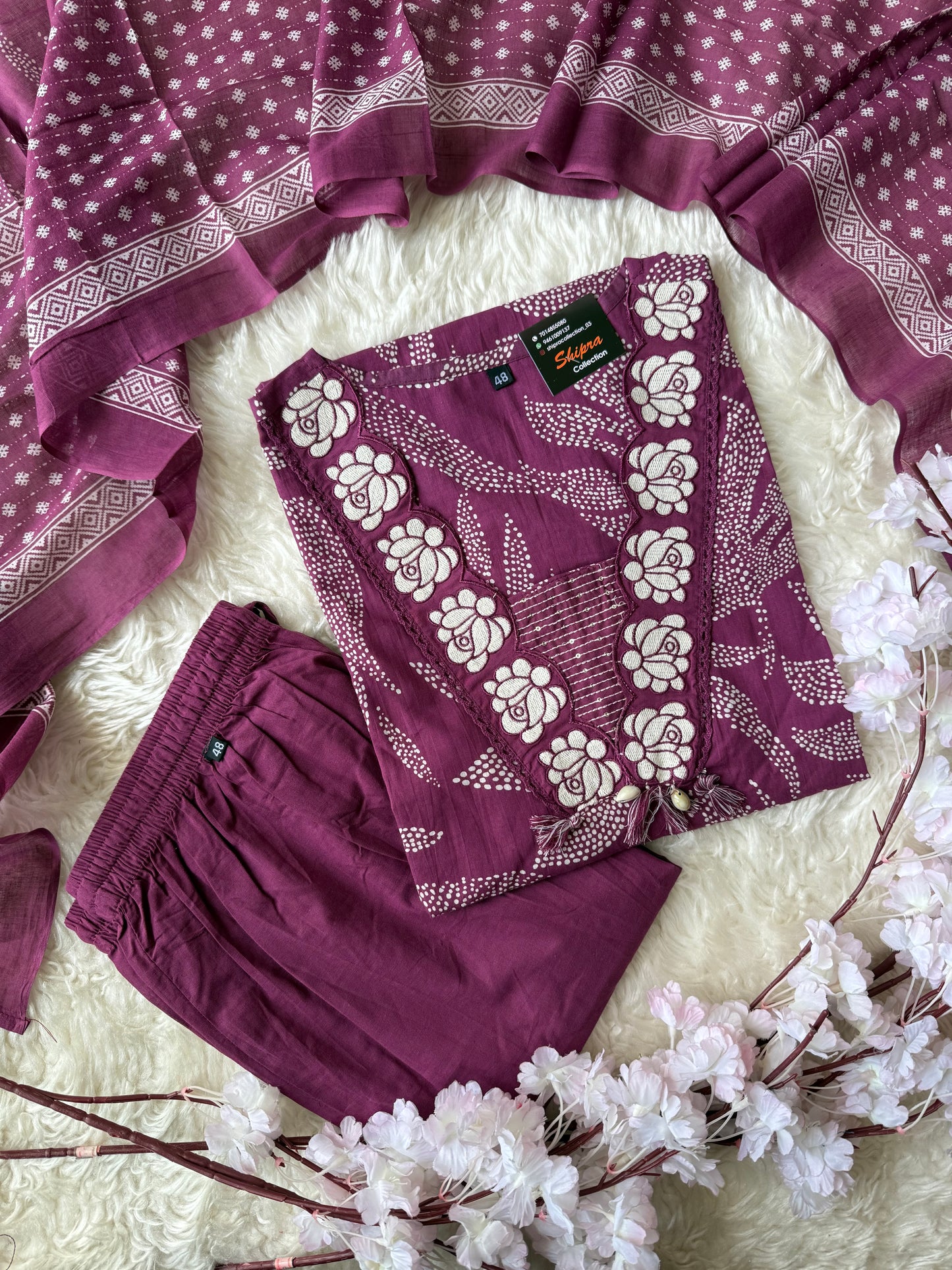 Pure Cotton Kurti Pant Dupatta Set
