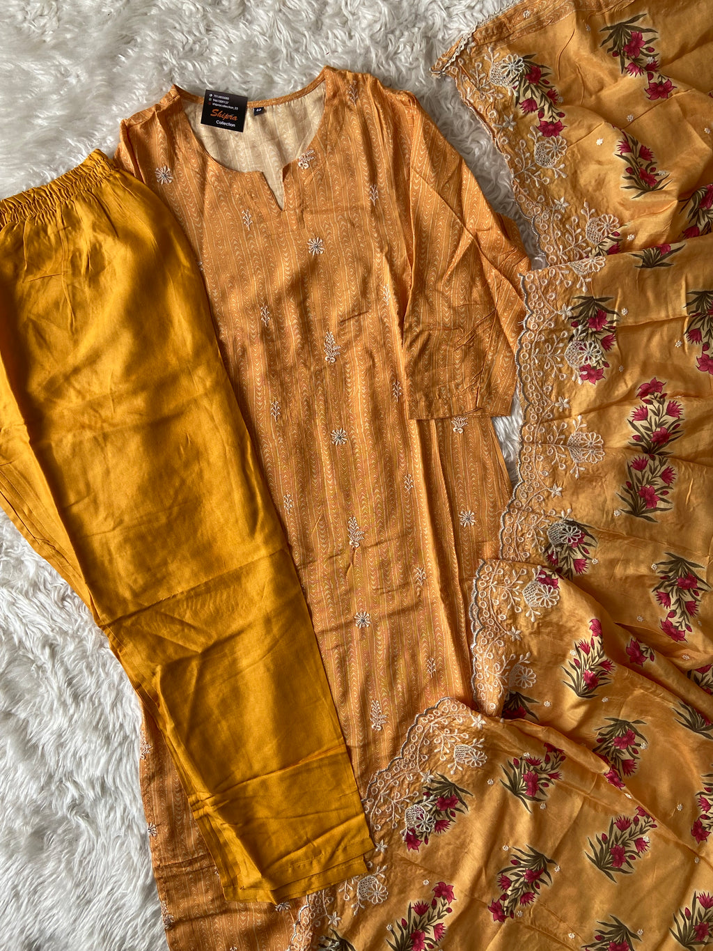 Butter Silk Kurti Pant Dupatta Set
