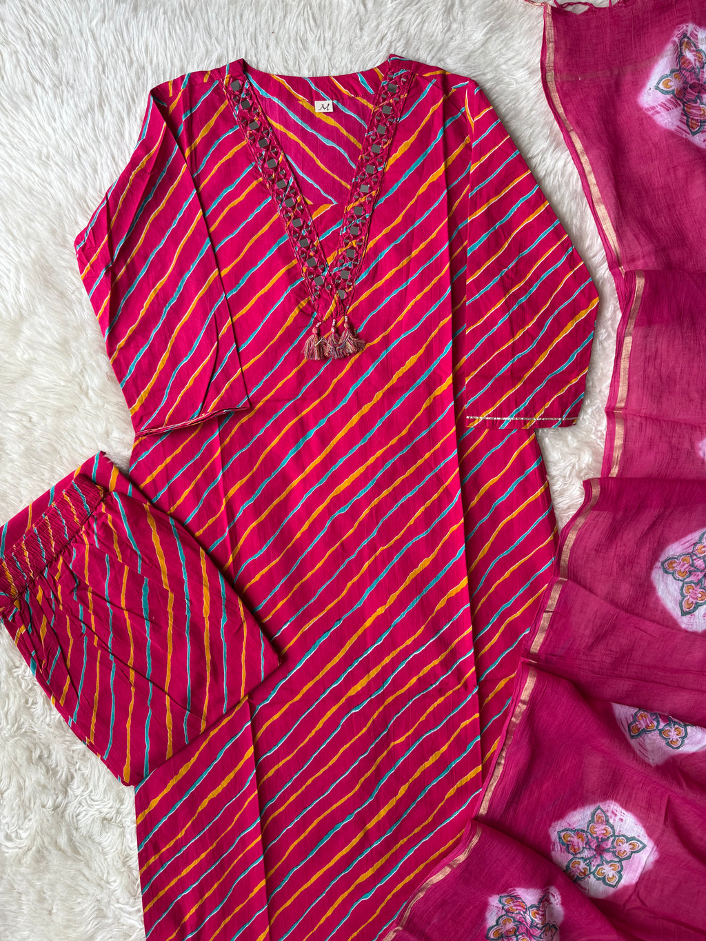 Premium Cotton Lehariya Set