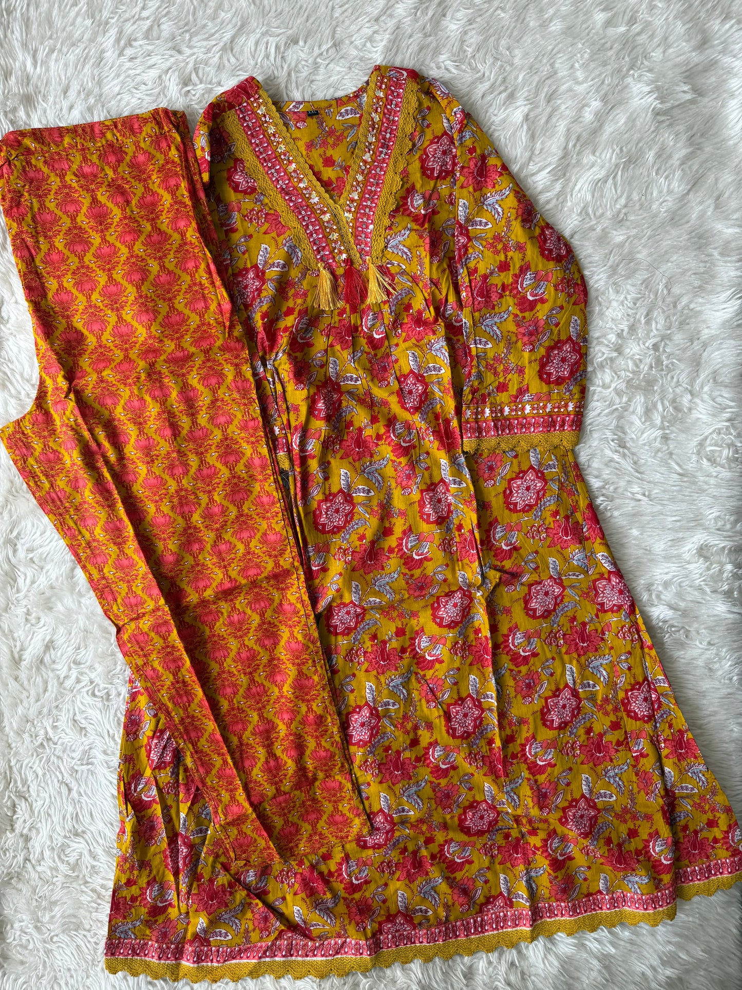 Cotton Flare Kurti Pant Set