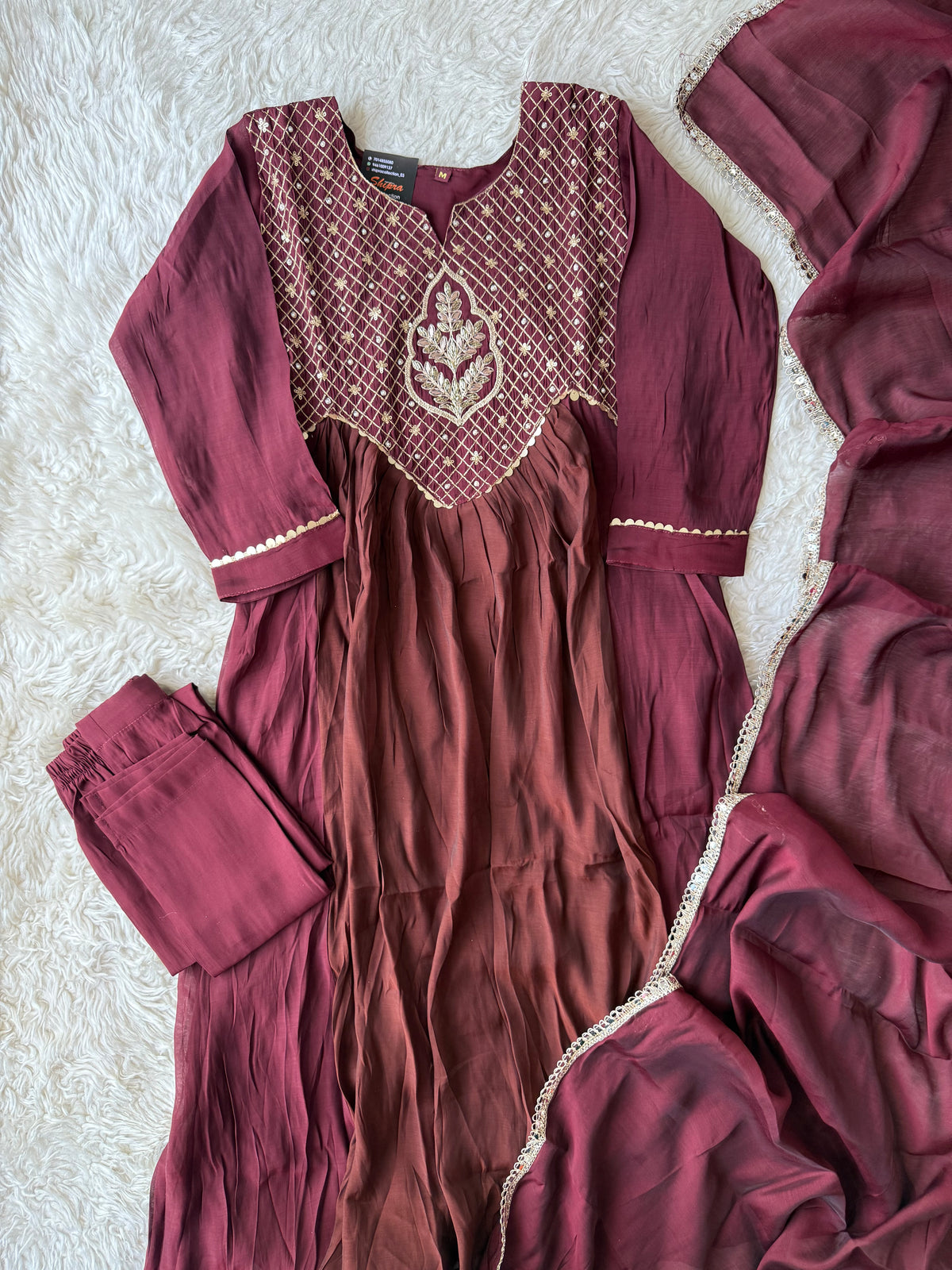 Pure Muslin Silk Kurti Pant Dupatta Set