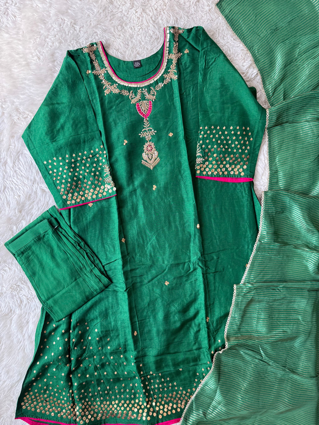 “Plus Size” Dola Silk Kurti Pant Dupatta Set